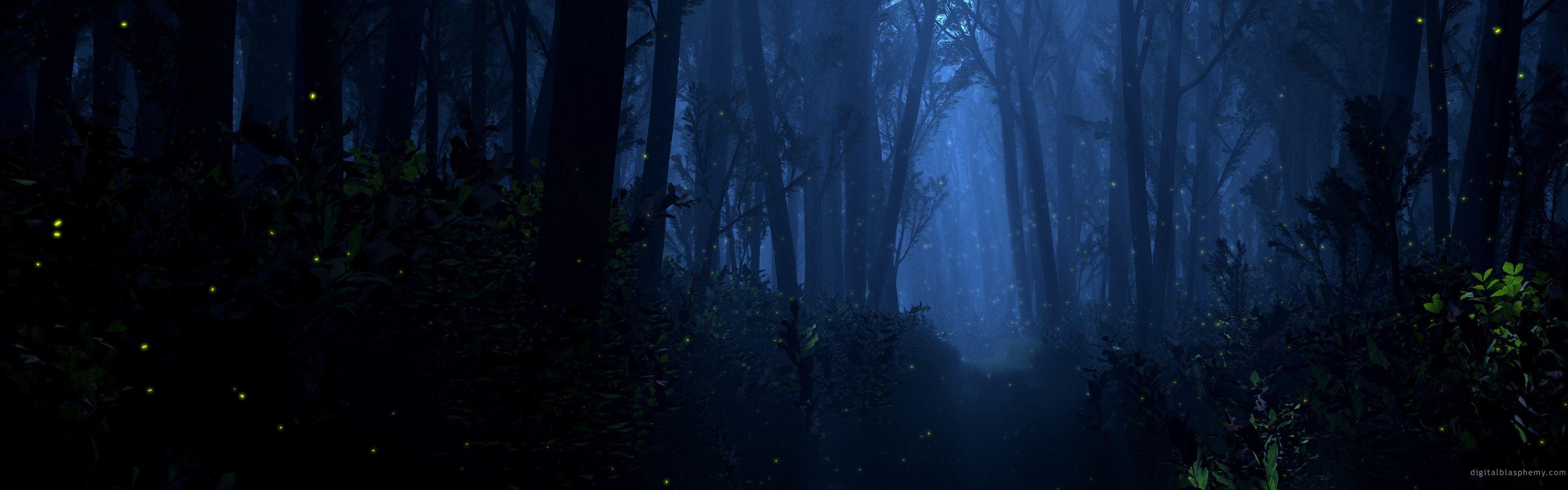 3840x1200 Mystery, Forest, Dark Wallpaper HD / Desktop and Mobile Background