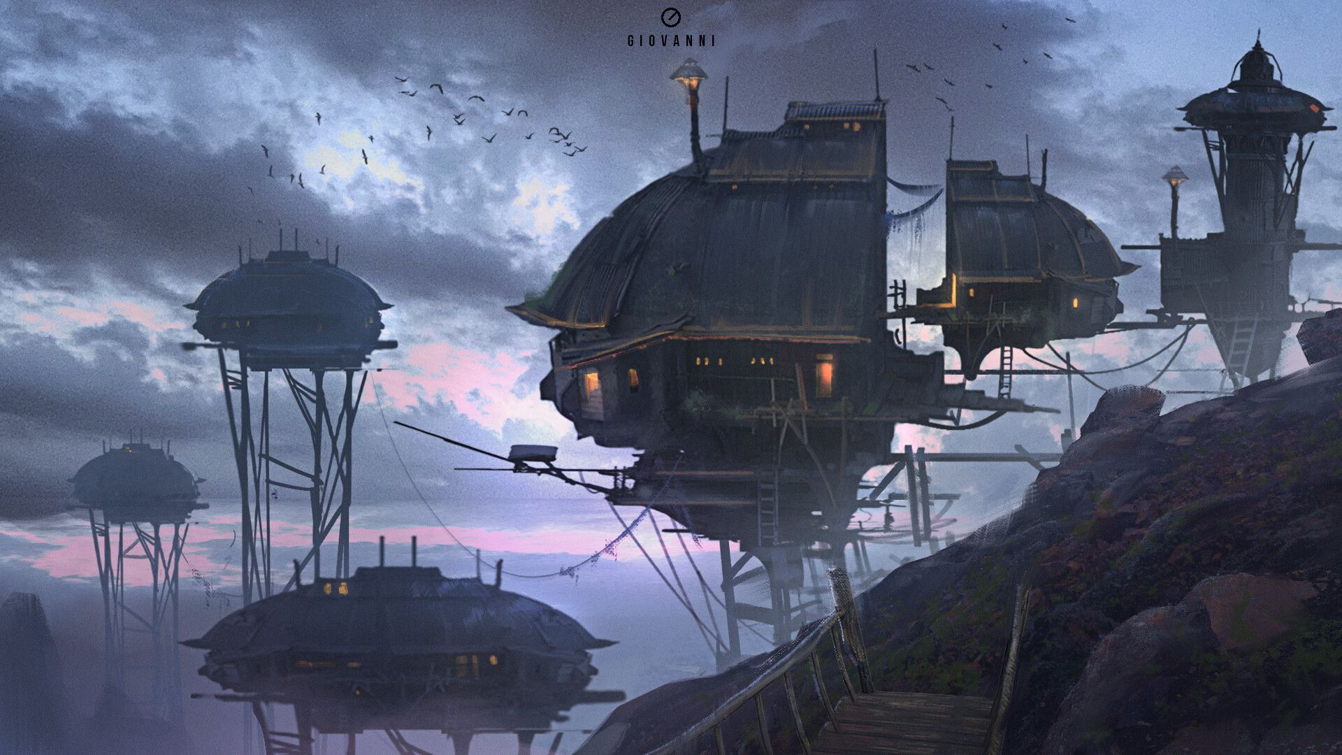 1920x1080 Flying Houses