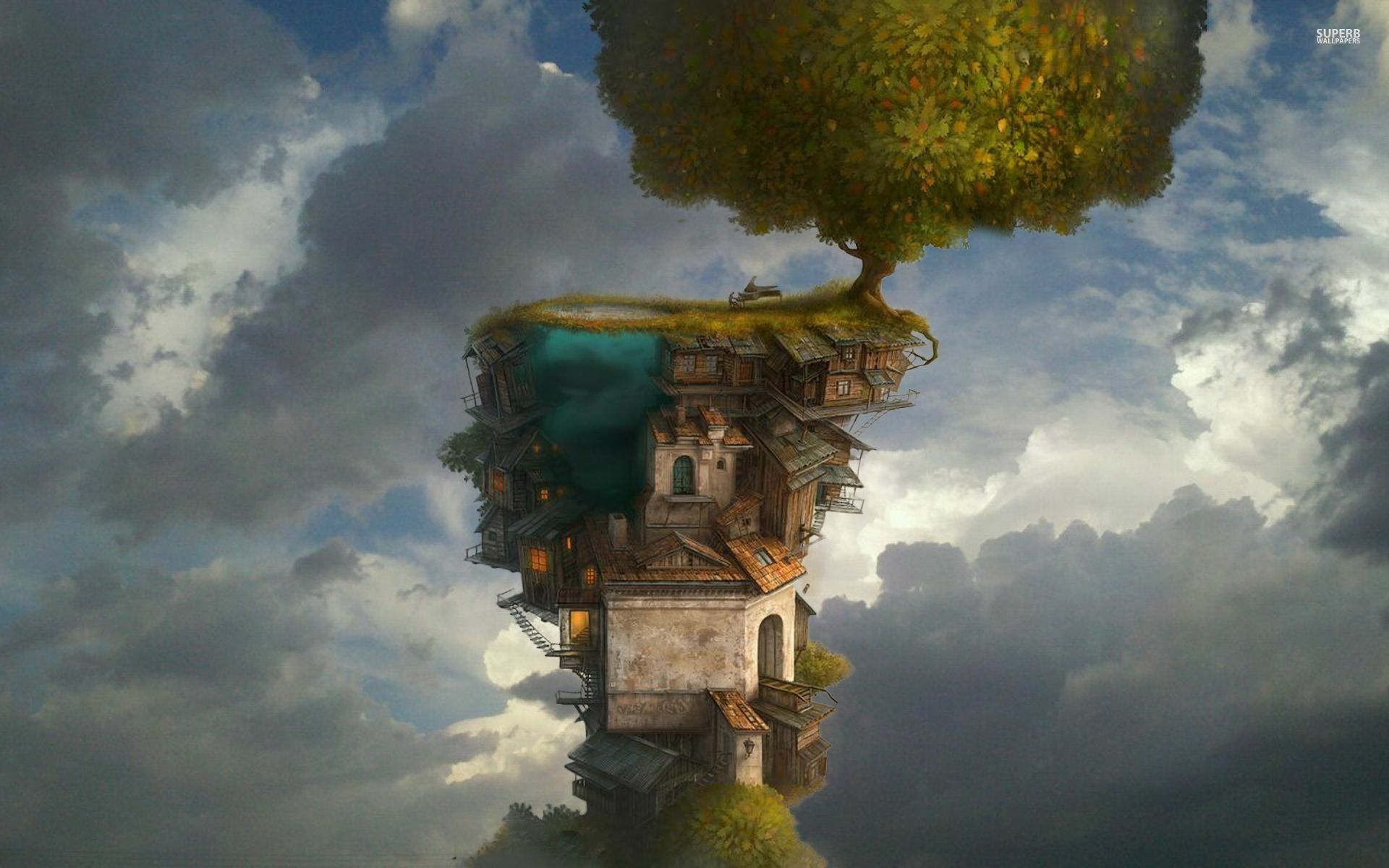 1920x1200 Enchanted Sky Haven: A Fantasy House in HDx1200