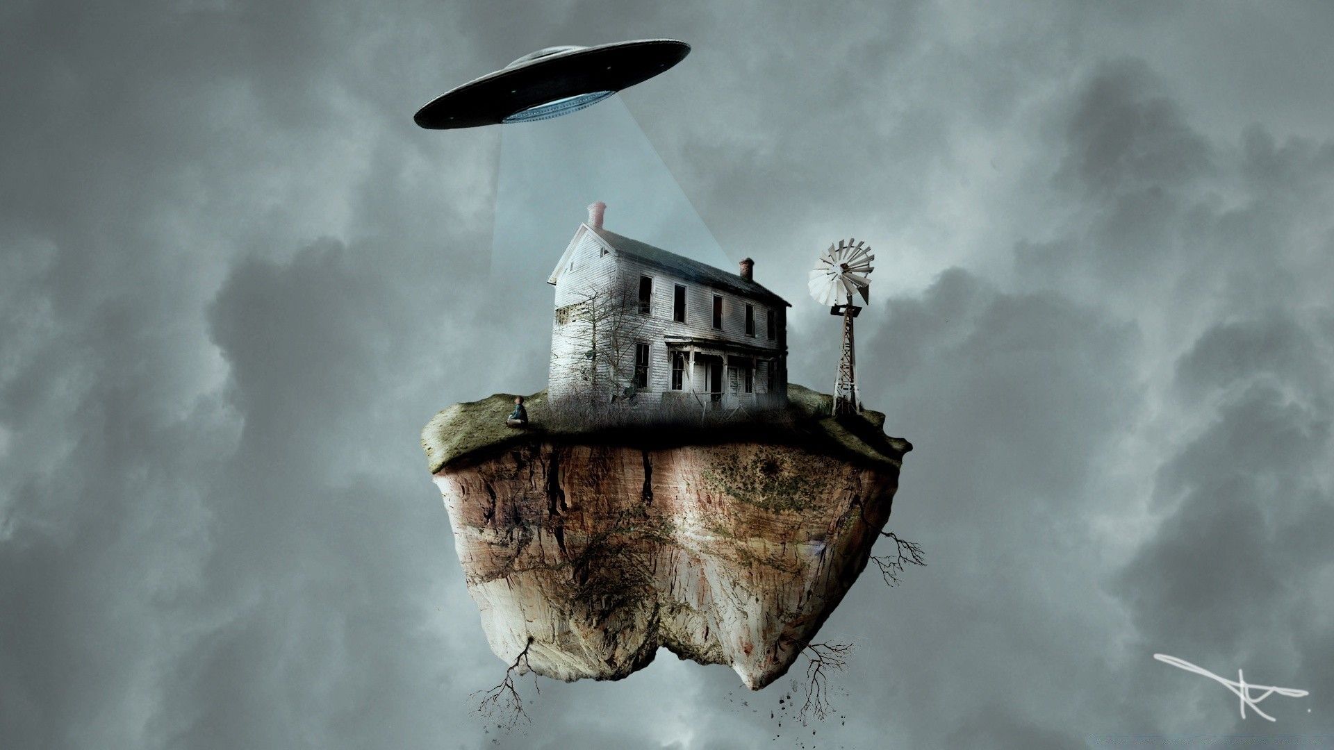 1920x1080 A Flying Saucer Swallows A House Gone With The