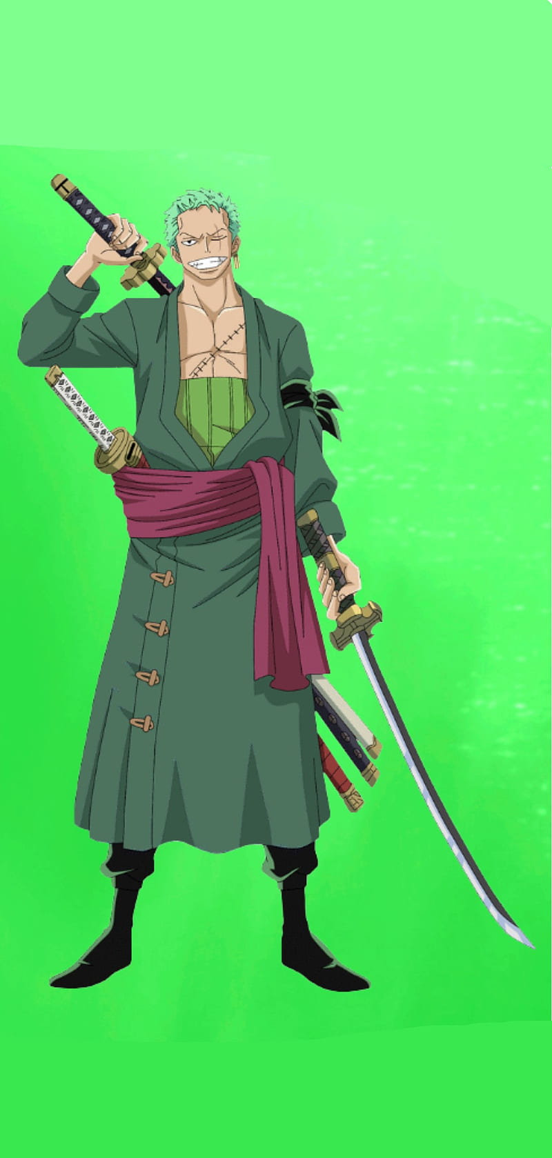 800x1679 Roronoa Zoro, anime, green, one piece, strong, swordsman, HD phone wallpaper