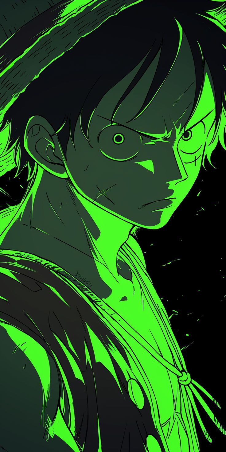 736x1472 Neon Luffy. Aesthetic Phone Wallpaper