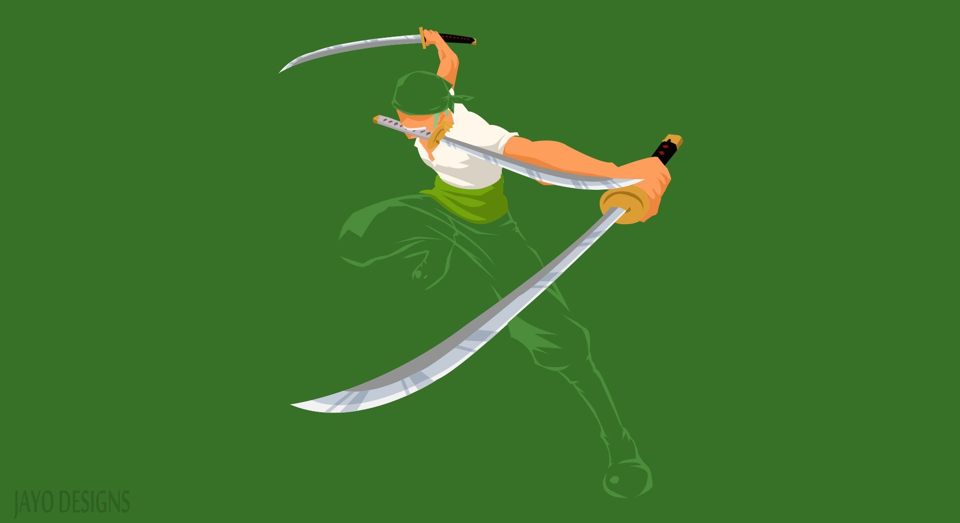 1980x1080 Wallpaper greens, minimalism, sword, guy, One Piece for mobile and desktop, section сёнэн, resolution 1980x1080