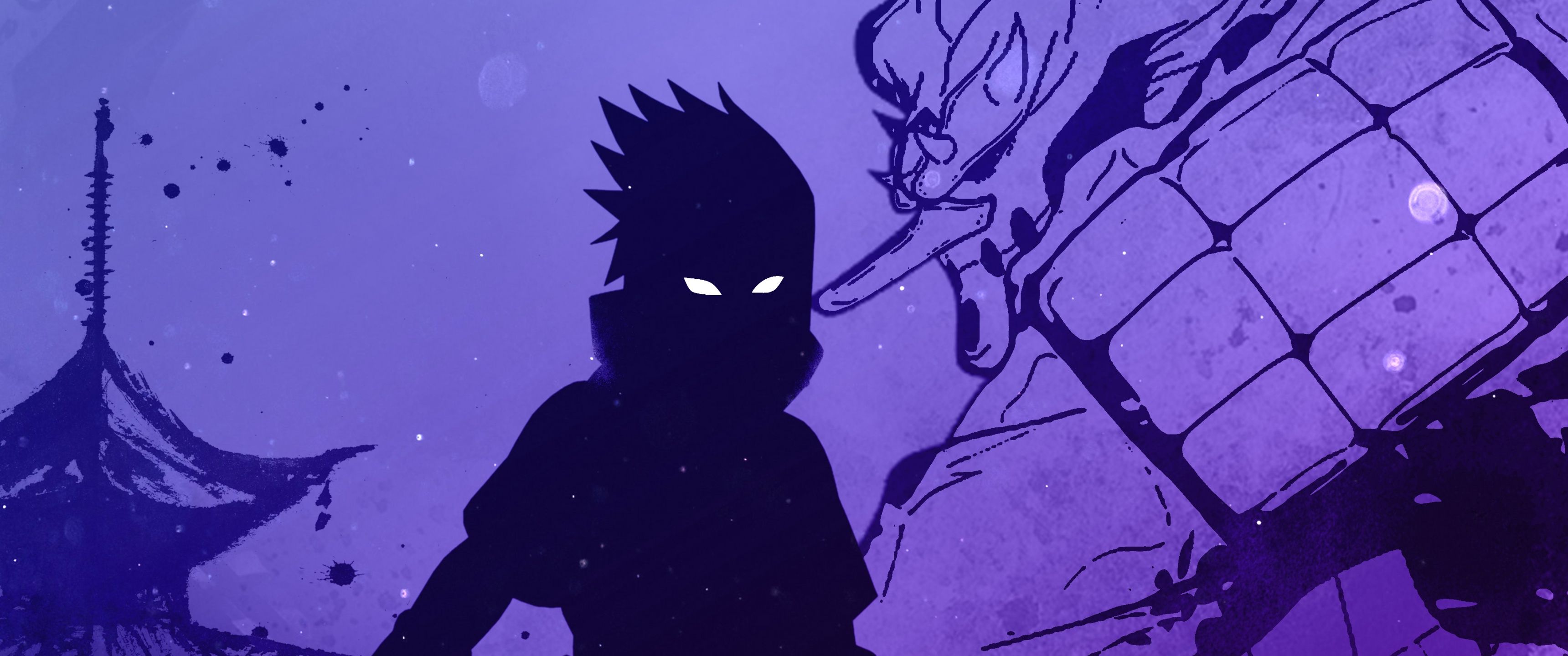 3440x1440 Sasuke Uchiha Wallpaper 4K, Silhouette, Naruto, Illustration