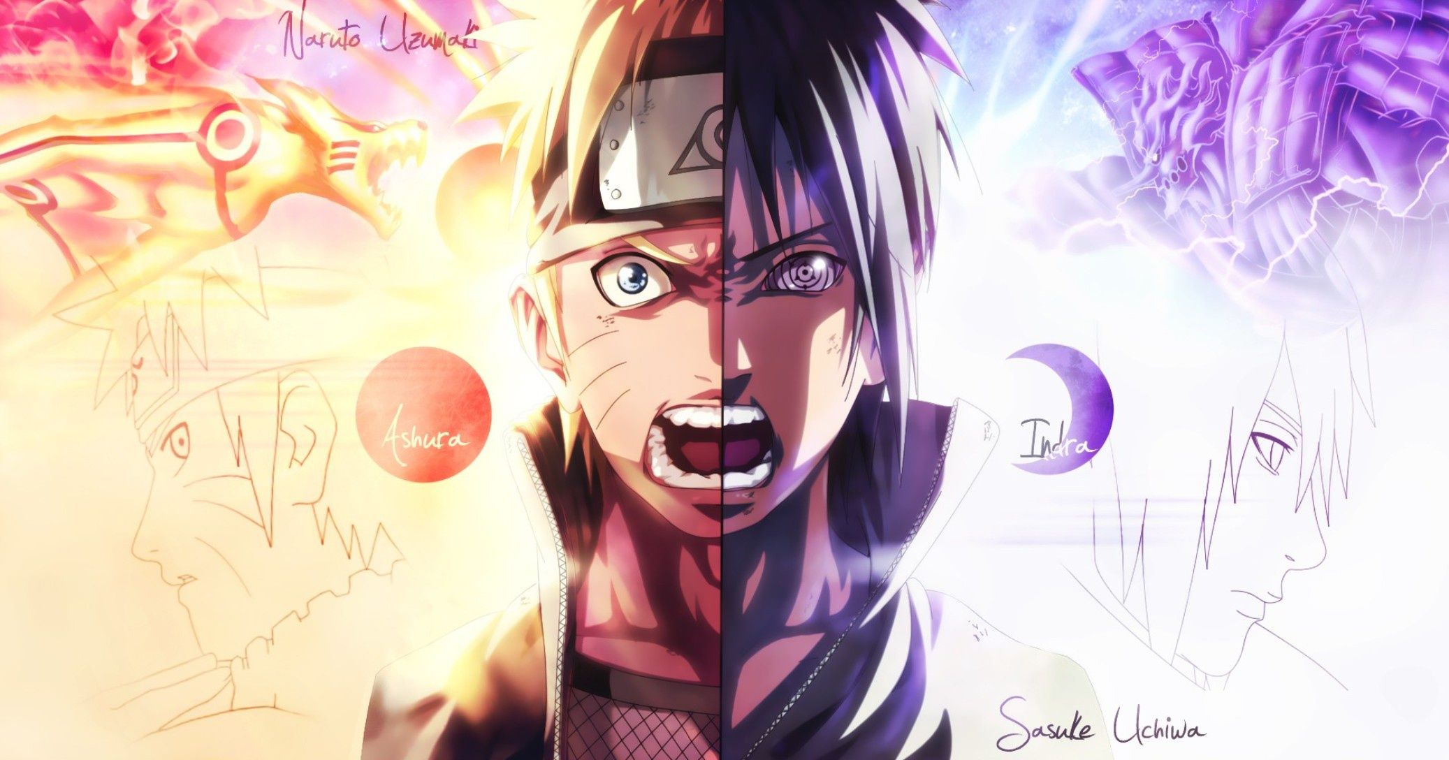 2074x1088 Wallpaper anime, art, Sasuke, Naruto, Naruto for mobile and desktop, section прочее, resolution 2074x1088