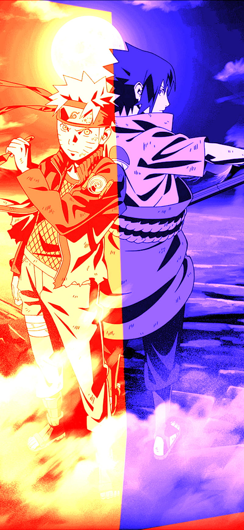 800x1733 Naruto and sasuke, anime, colorful, cool, HD phone wallpaper