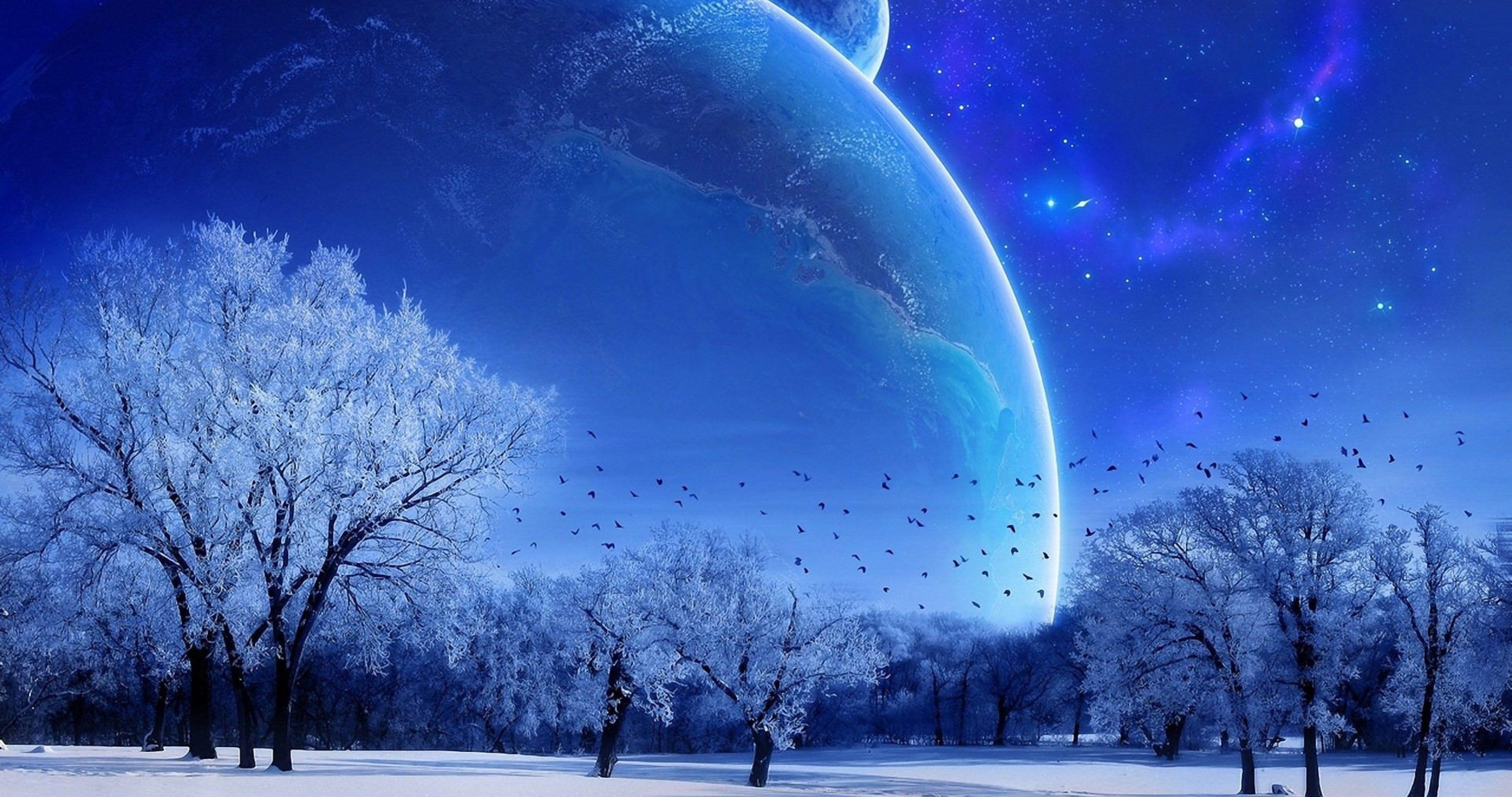 4096x2160 blue moon nature 4k ultra HD wallpaper. ololoshenka