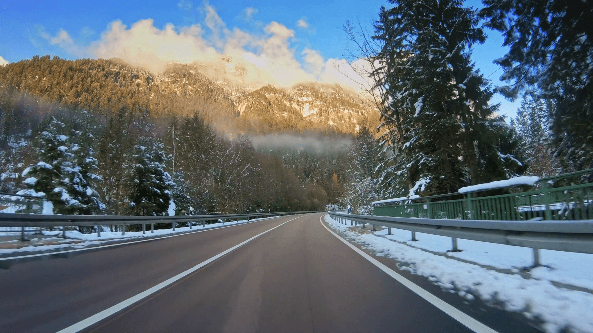 1920x1080 Beautiful nature, POV vehicle drive across winter landscape