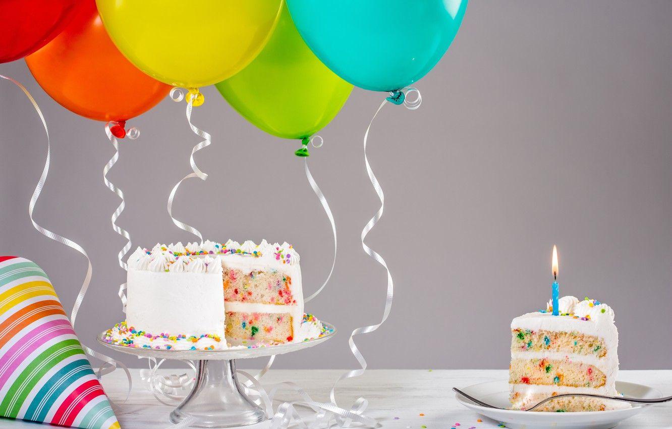 1332x850 Wallpaper balloons, birthday, colorful, cake, cake, Happy Birthday, celebration, candles, decoration, ballones image for desktop, section праздники