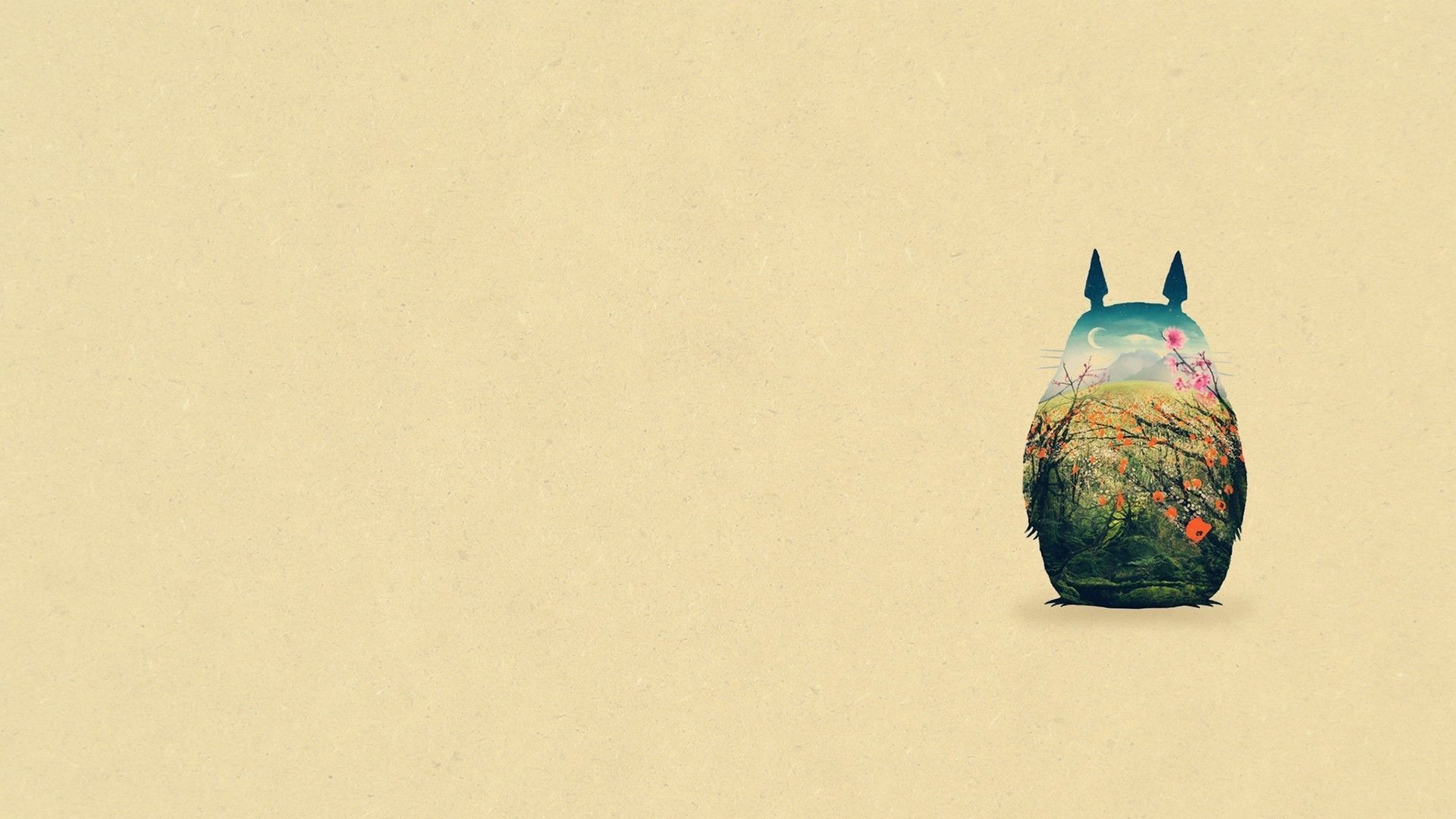 1920x1080 Wallpaper flowers, Totoro, Hayao Miyazaki, my neighbor Totoro for mobile and desktop, section минимализм, resolution 1920x1080