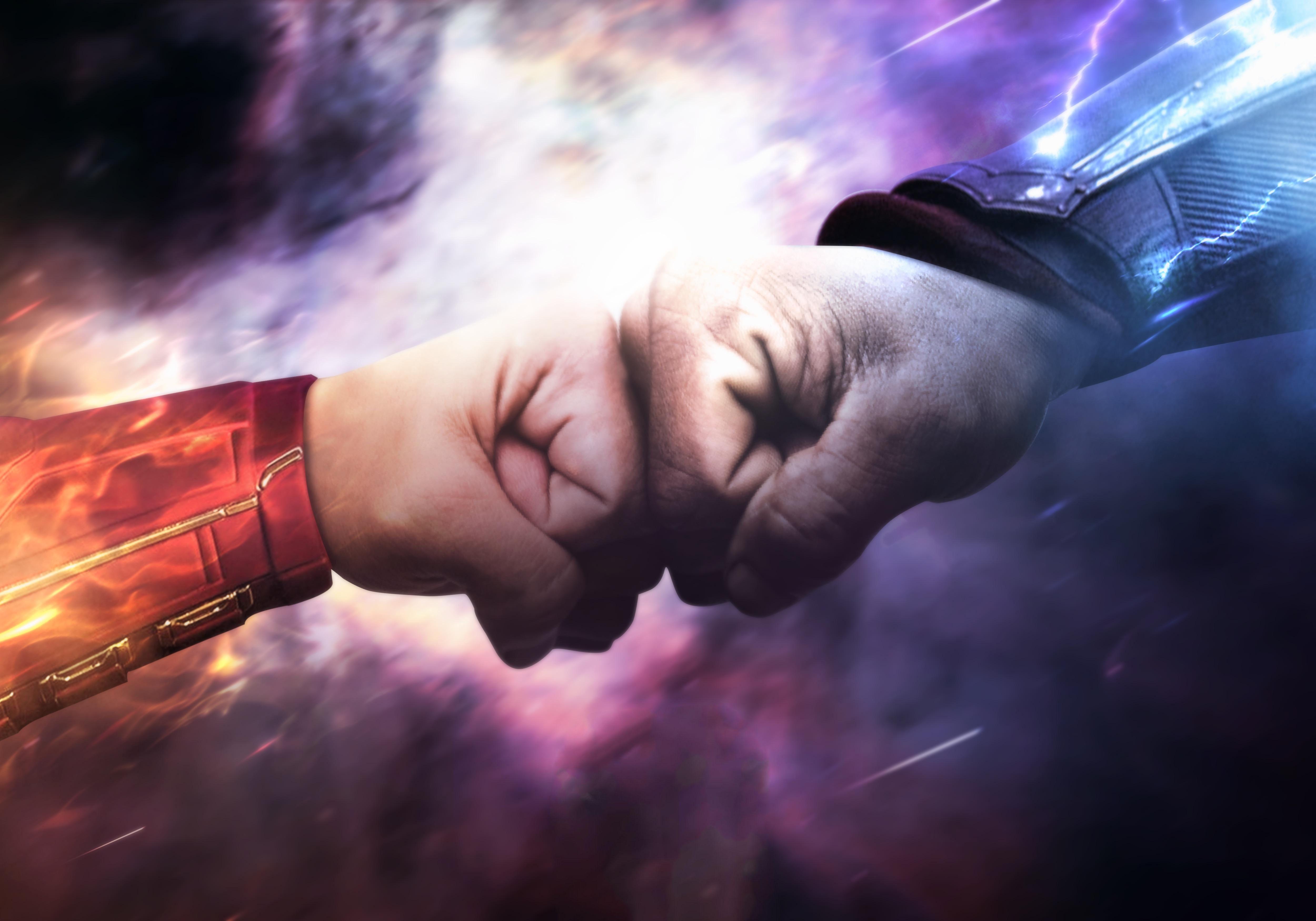 5000x3500 Thor And Captain Marvel Wallpaper