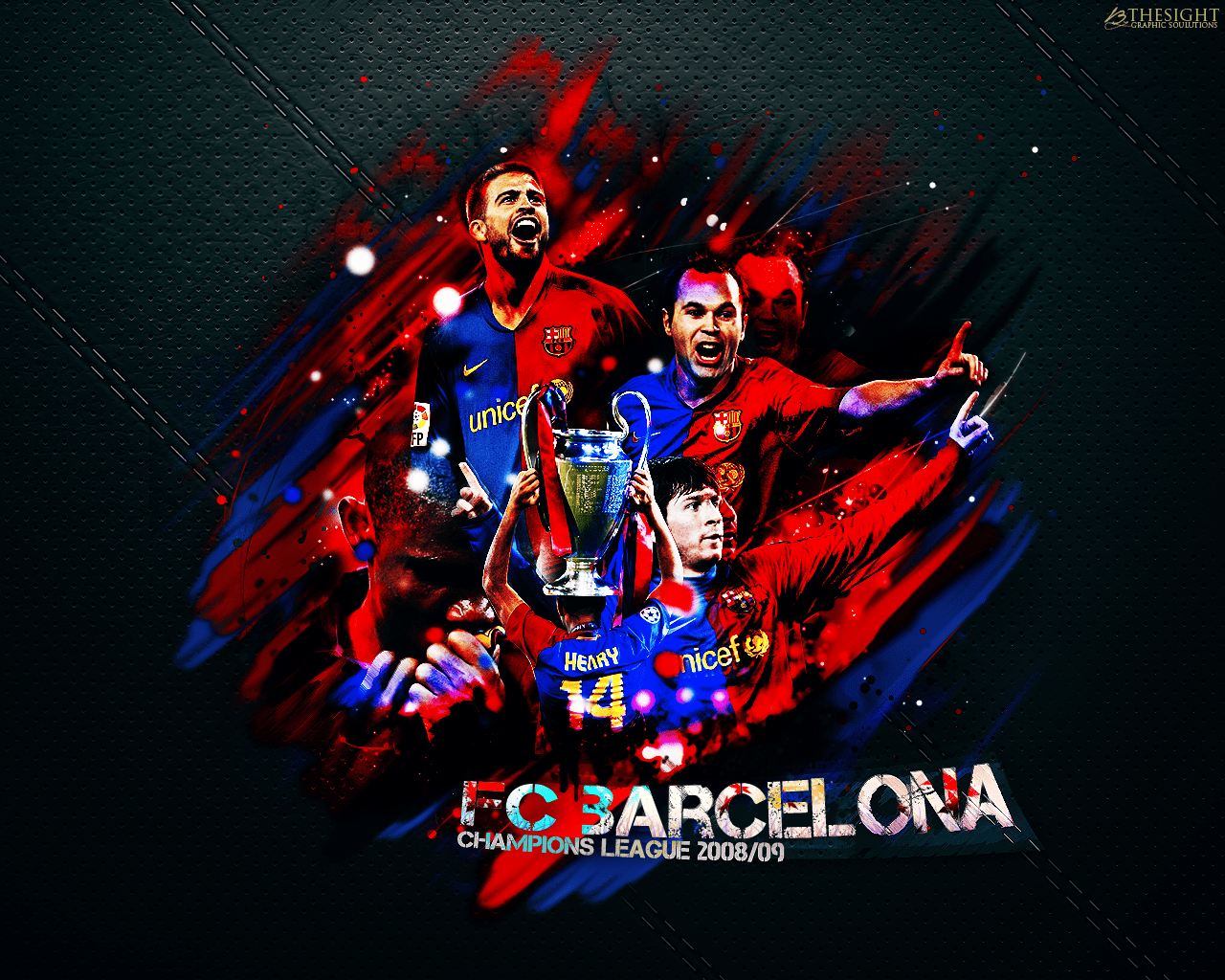 1280x1024 FC Barcelona CL Winner Of 2008 09 Wallpaper Barcelona Wallpaper