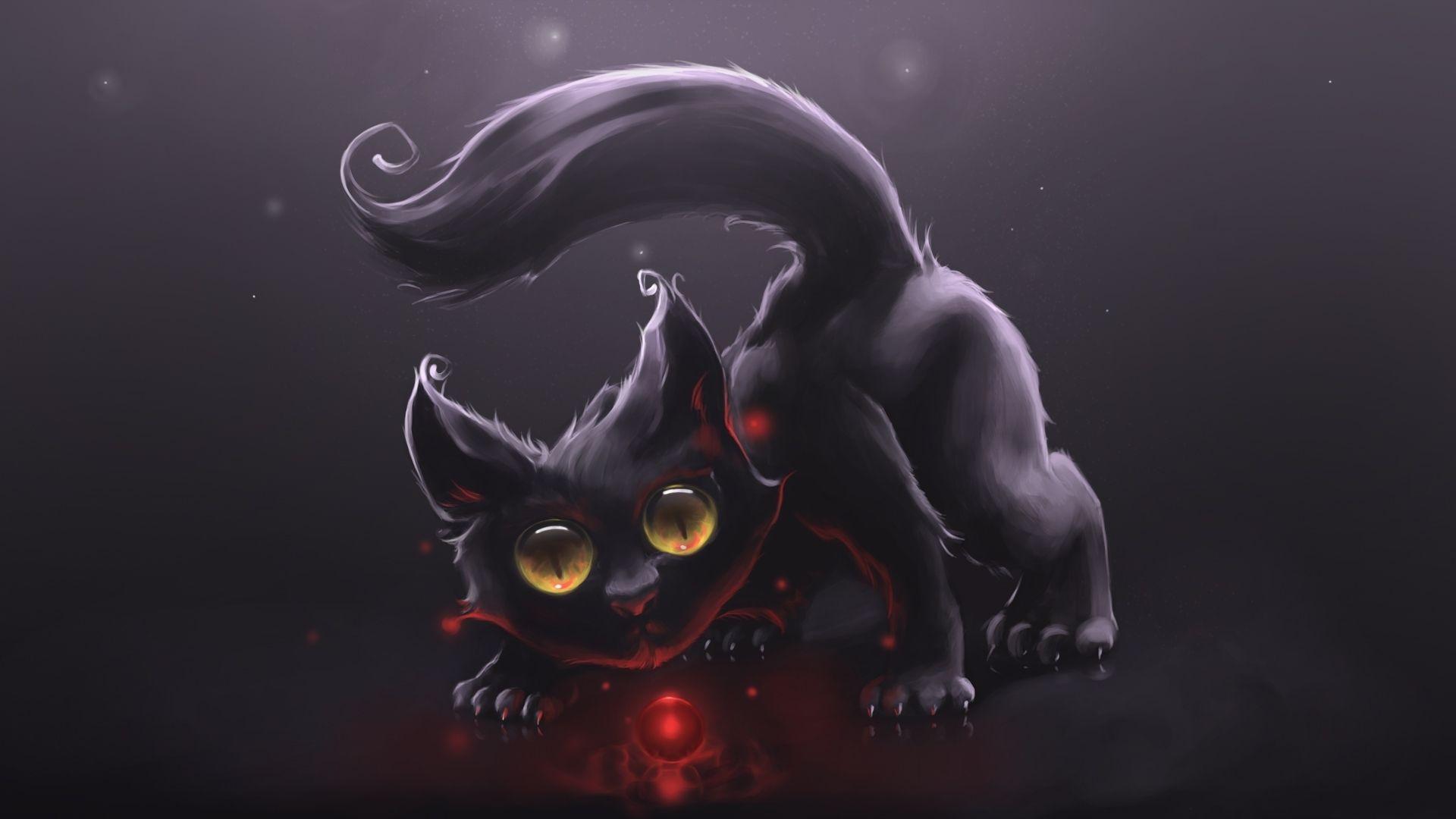 1920x1080 Black Cat HD Art Wallpaper Wallpaper. Wallpaper HD 1068 - Black Cat HD Wallpaper