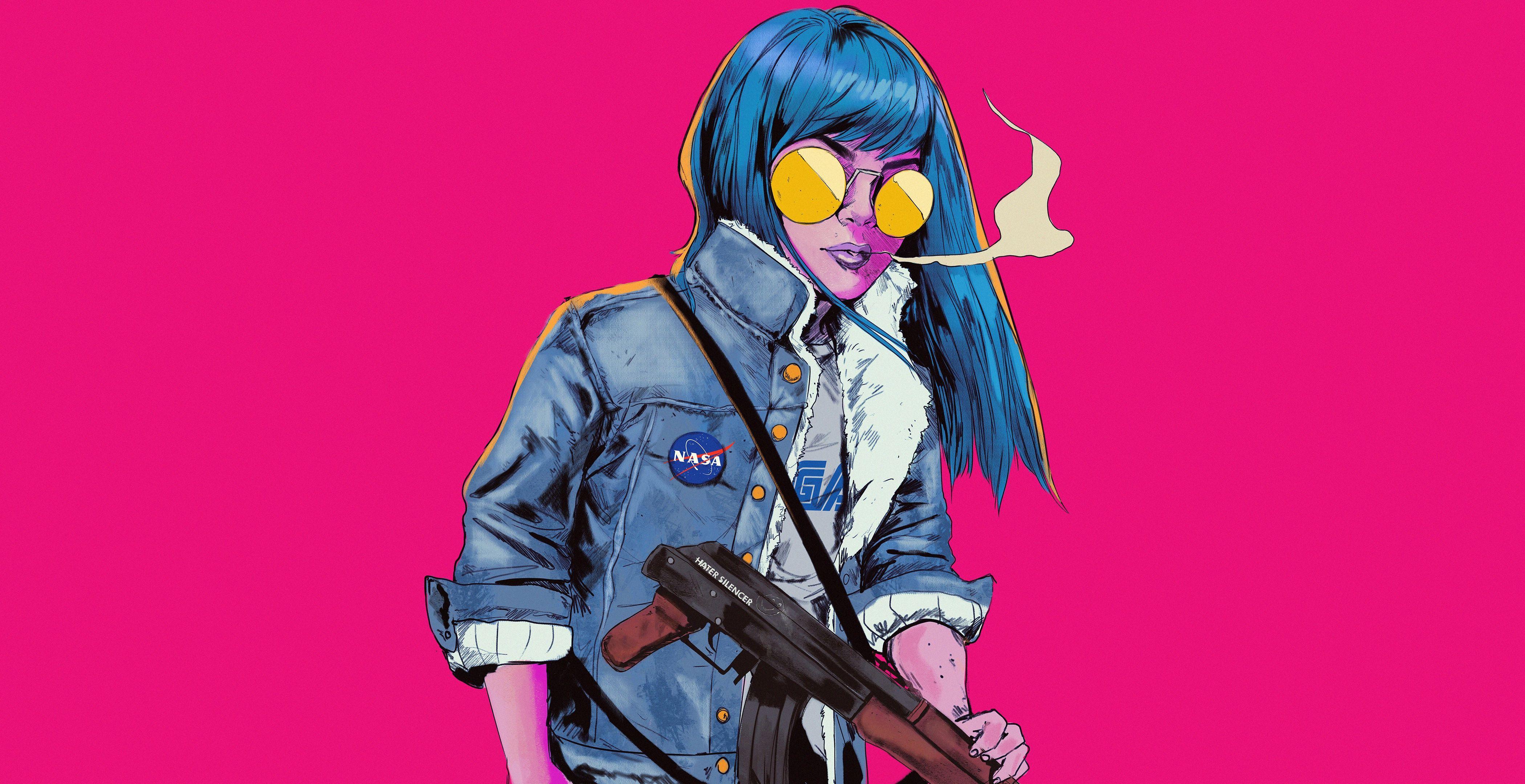 4200x2160 Women Abstract With Ak74 Gun 4k Laptop Full HD 1080P HD 4k Wallpaper, Image, Background, Photo and Picture