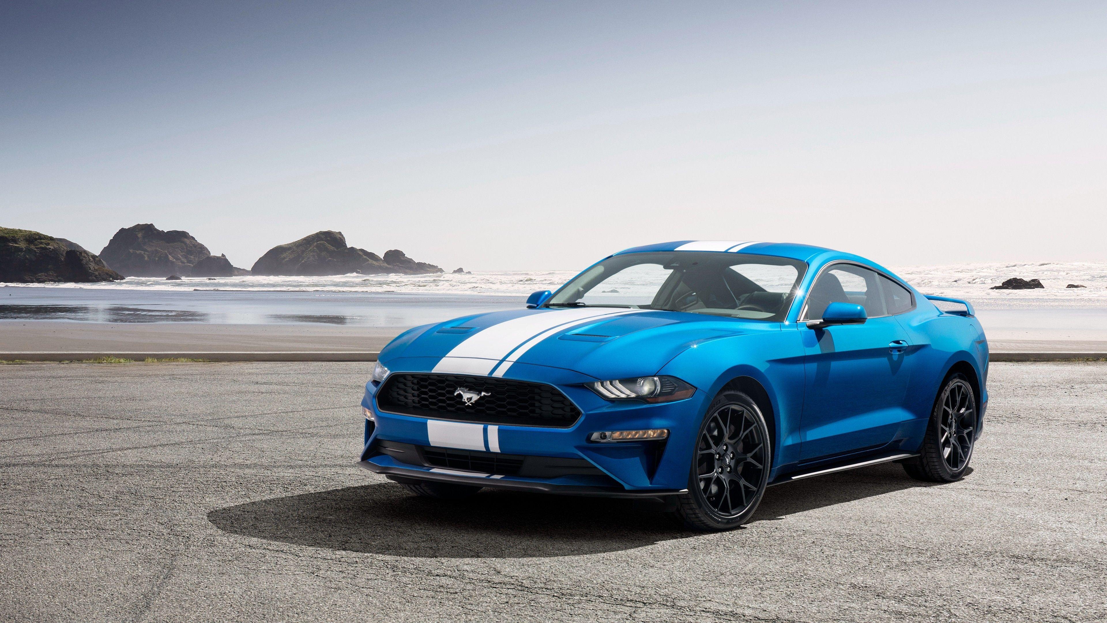 3840x2160 Wallpaper Ford Mustang, muscle car, blue, 2019 Cars, 4K, Cars & Bikes
