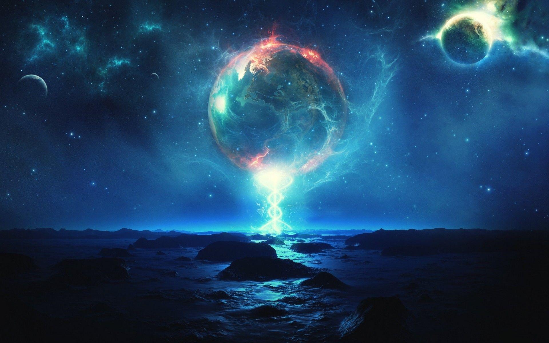 1920x1200 Magical Planets Ocean Rocks wallpaper. Magical Planets Ocean Rocks