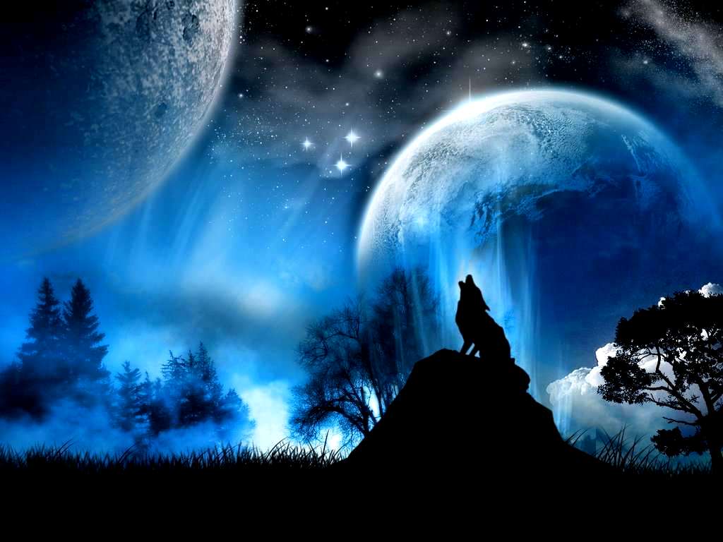 1024x768 Blue Moon Wallpaper