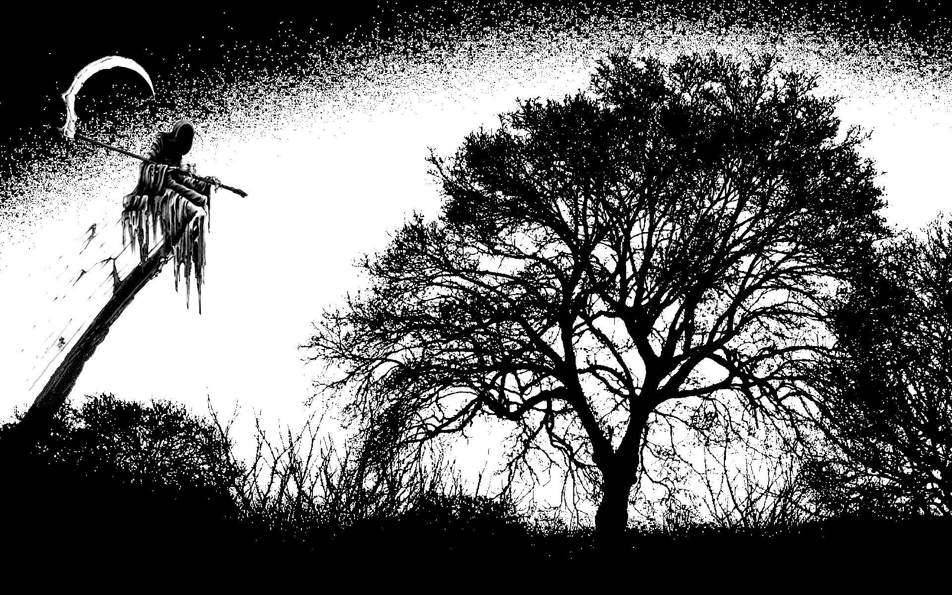 1920x1200 black and white, night, Moon, reaper, gothic wallpaper