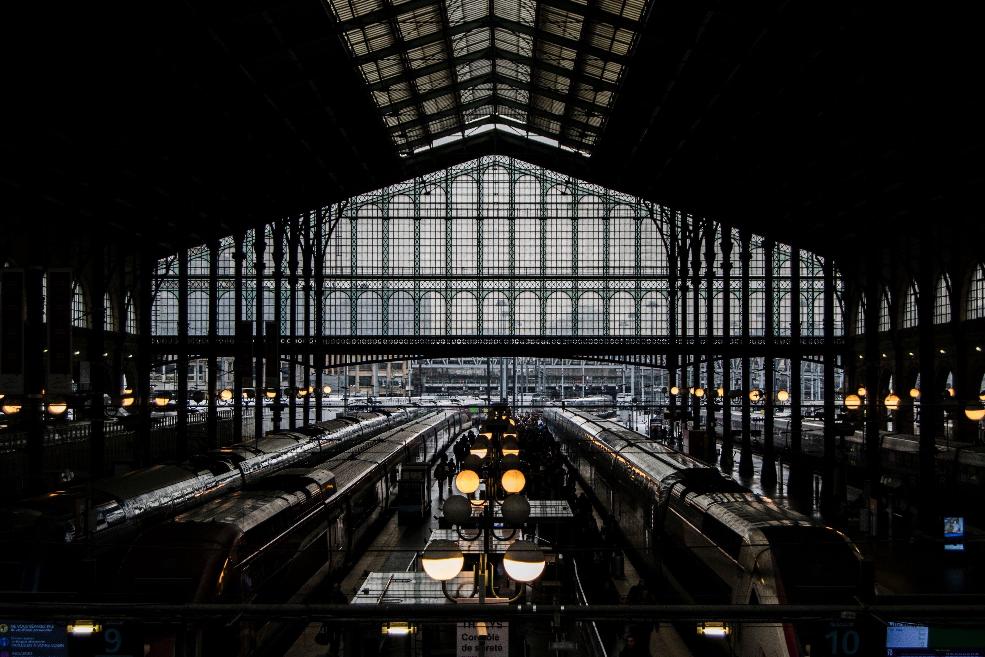 3840x2560 Wallpaper / a dark moody shot of a train station, from paris to london 4k wallpaper