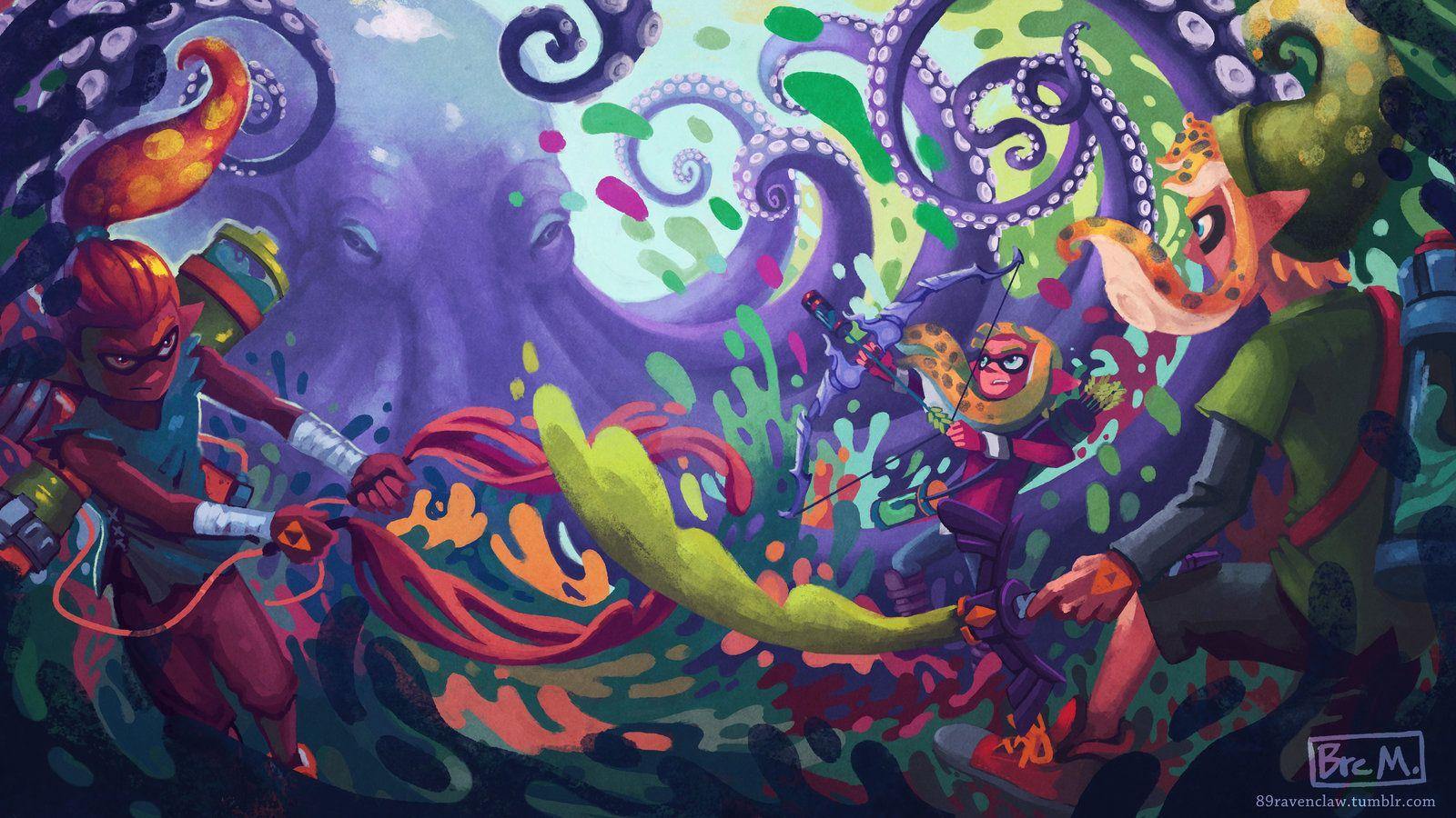 To get this wallpaper you have to 100 explore all areas in story mode get  rid of all black squares on maps and go to Splat Net 3 Im not sure many