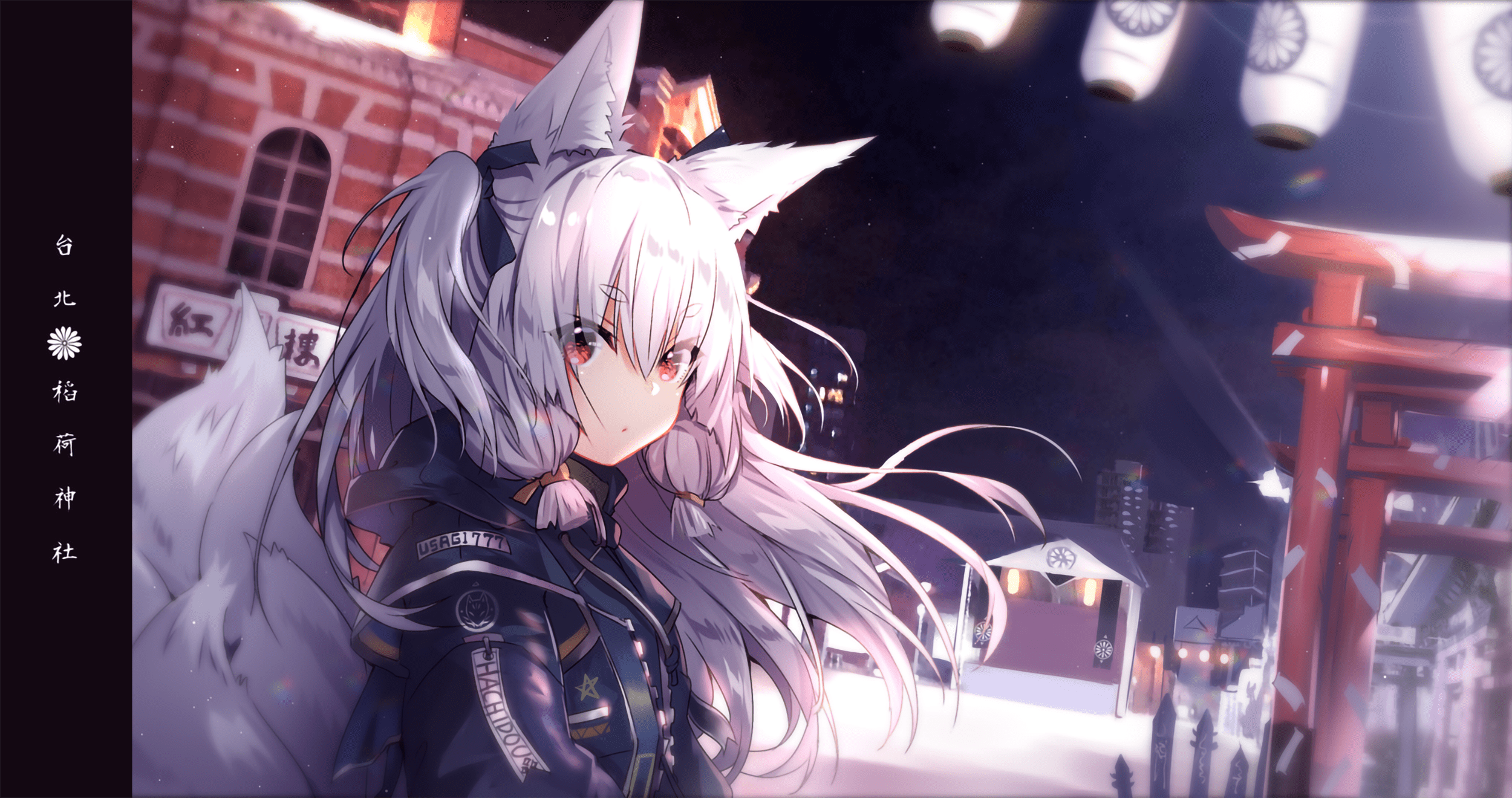 2500x1320 Anime Anime Girls Neko Ears Cat Ears Nekomimi White Hair Wallpaper:2500x1320