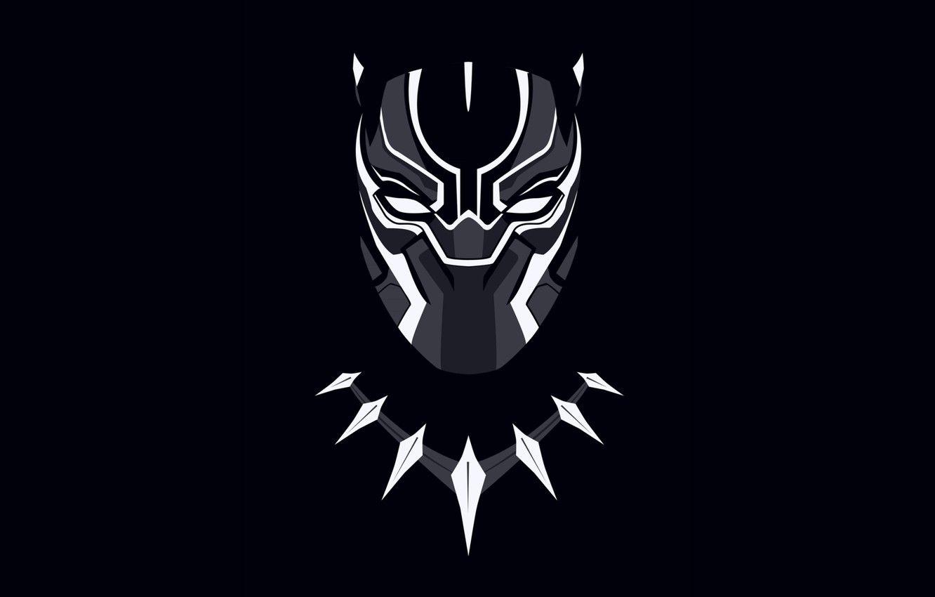 1332x850 Wallpaper background, necklace, mask, black background, comic, Marvel Comics, black Panther, Black Panther image for desktop, section минимализм