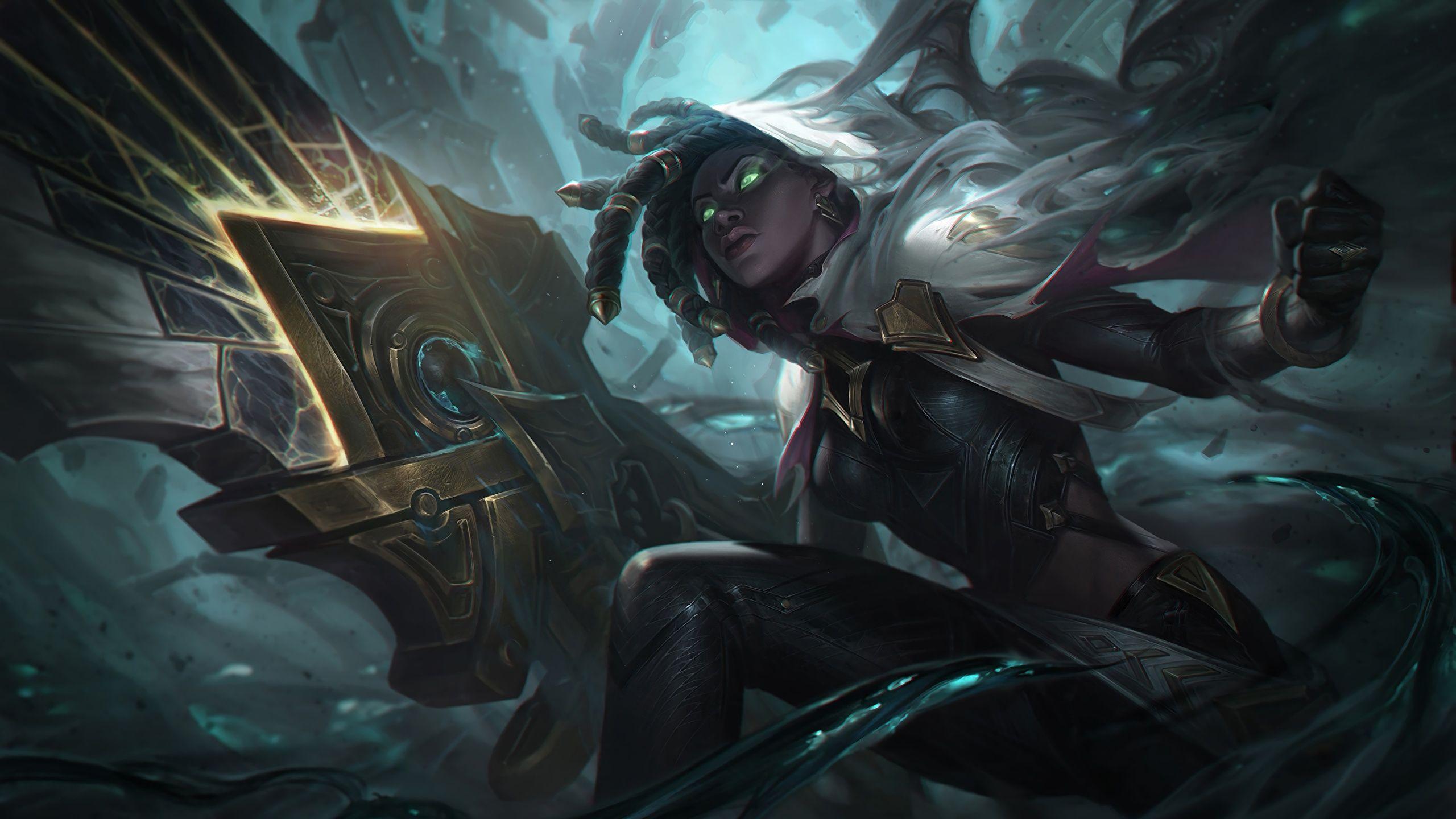 2560x1440 Desktop Wallpaper LOL Swords warrior Senna Girls Games 2560x1440