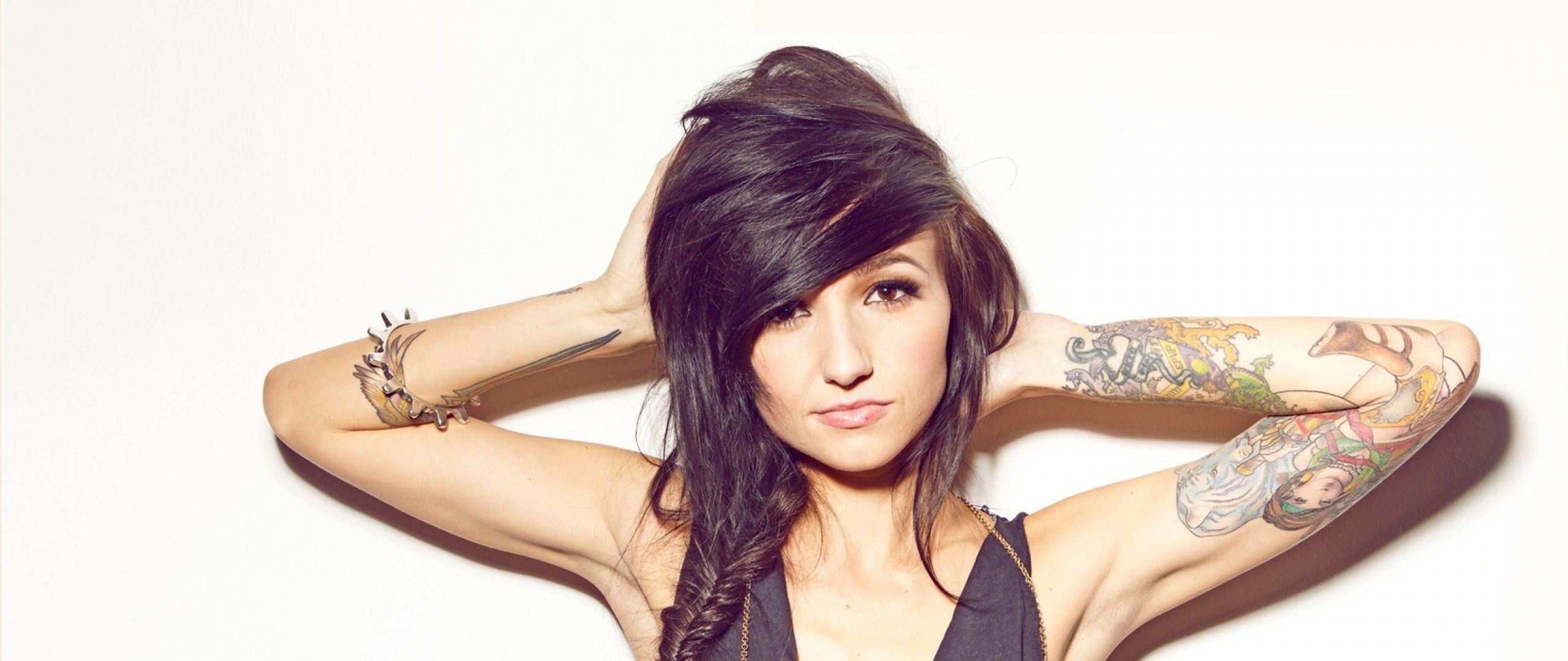 2560x1080 Download Wallpaper 2560x1080 Girl, Brunette, Style, Hand, Tattoos