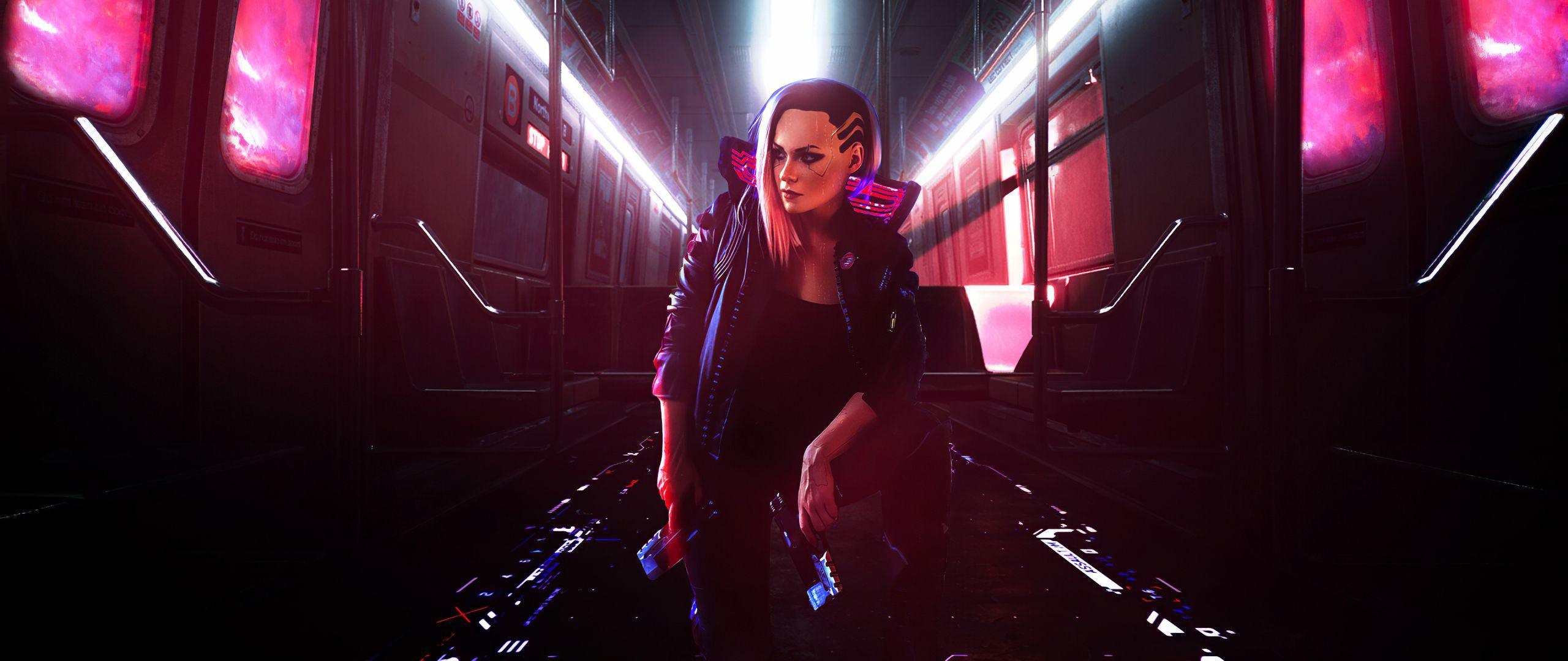 2560x1080 Download 2560x1080 wallpaper woman, futuristic, cyberpunk game art, dual wide, widescreen, 2560x1080 HD image, background, 23105