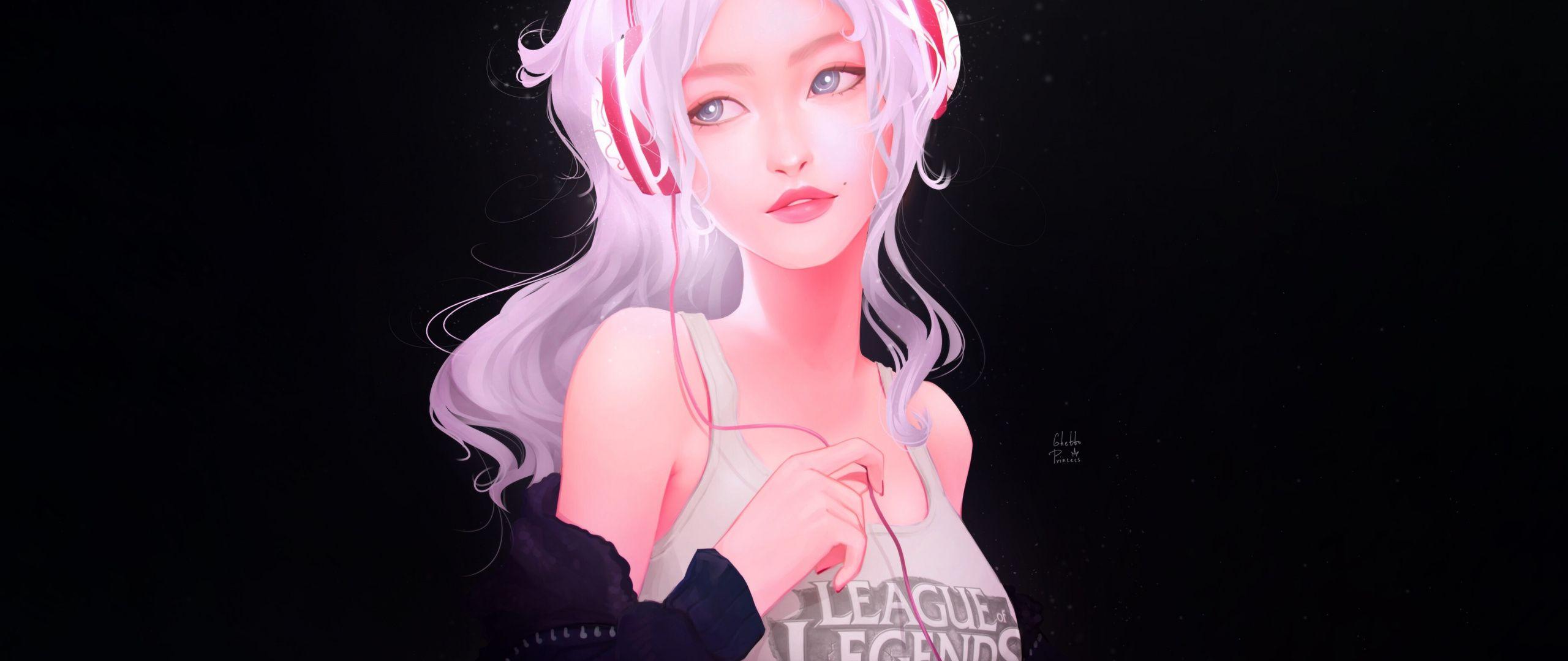 2560x1080 Download Beautiful woman, pink hair, League of Legends, art wallpaper, 2560x Dual Wide, Widescreen