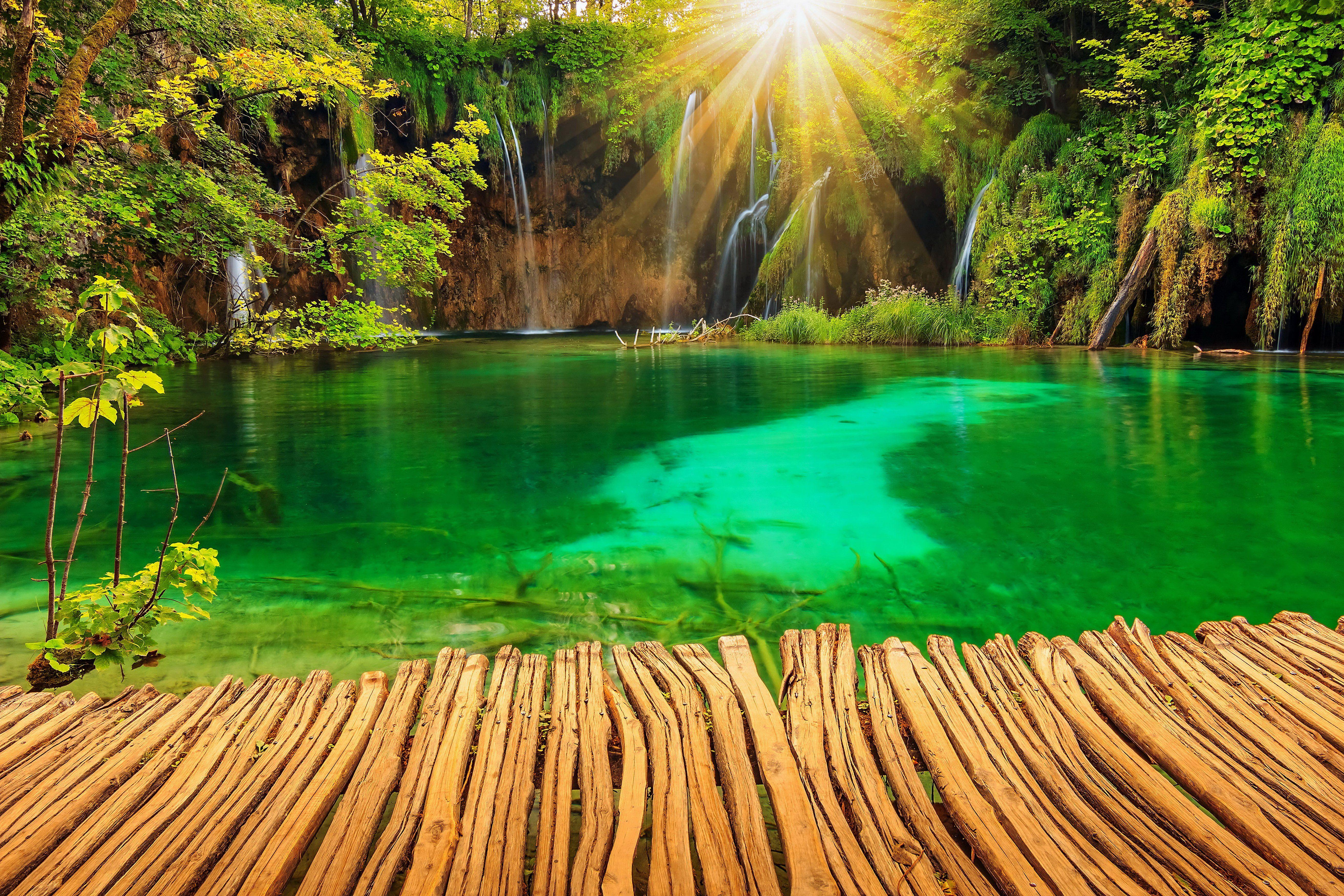 5250x3500 croatia, Parks, Lake, Waterfall, Plitvice, Rays, Of, Light, Nature, Garden Wallpaper HD / Desktop and Mobile Background