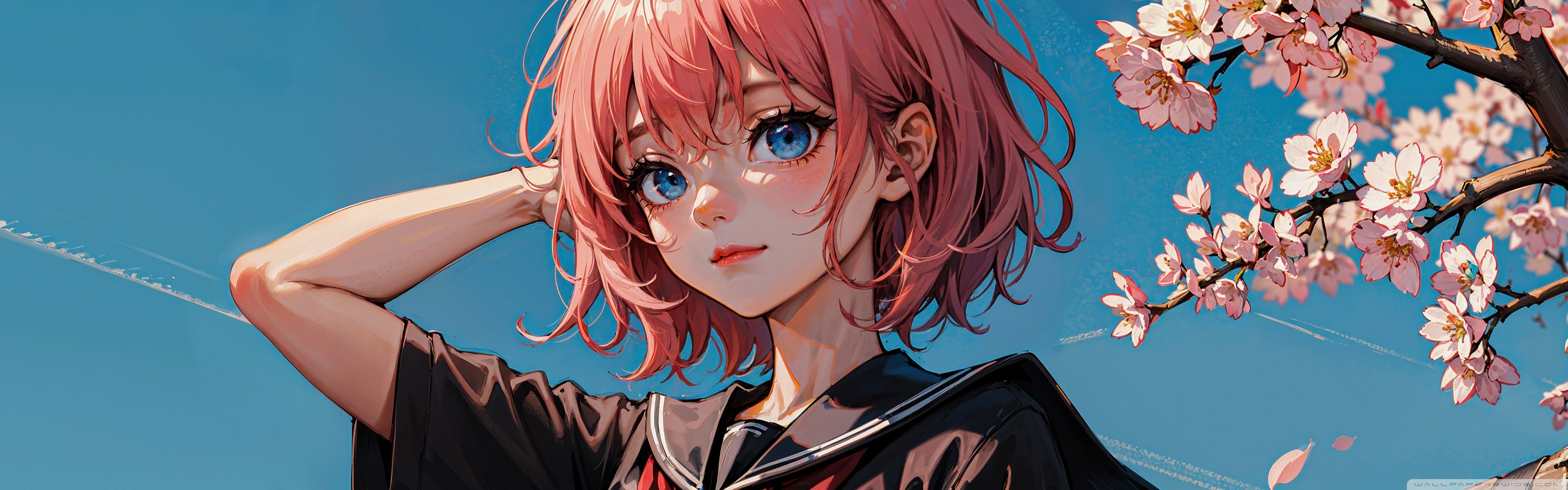 3840x1200 Cute Anime Girl with Cat Ears 4K UHD Wallpaper for UltraHD Desktop and TV : Widescreen and UltraWide Display : Dual Monitor : Smartphone and Tablet Devices
