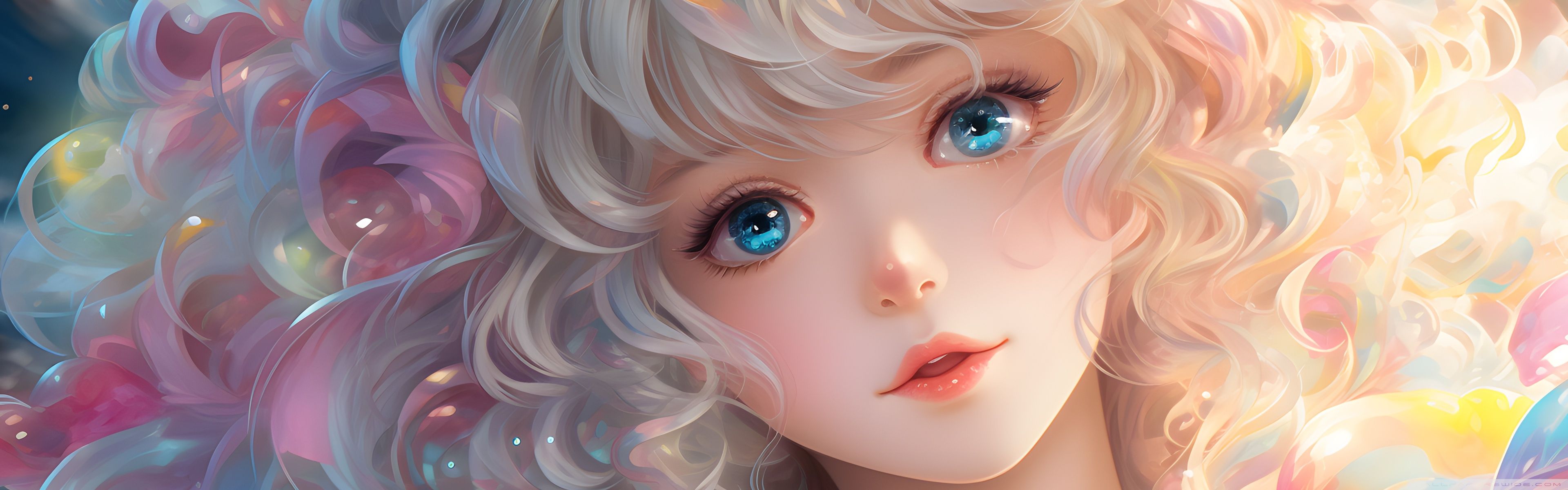 3840x1200 Anime Girl with Colorful Hair 4K UHD Wallpaper for UltraHD Desktop and TV : Widescreen and UltraWide Display : Dual and Triple Monitor : Smartphone and Tablet Devices