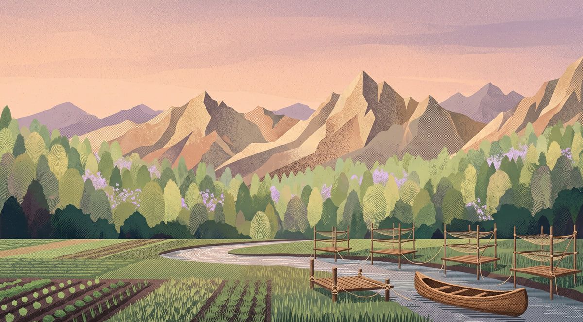 1200x663 Mountain Valley River Mural Wallpaper