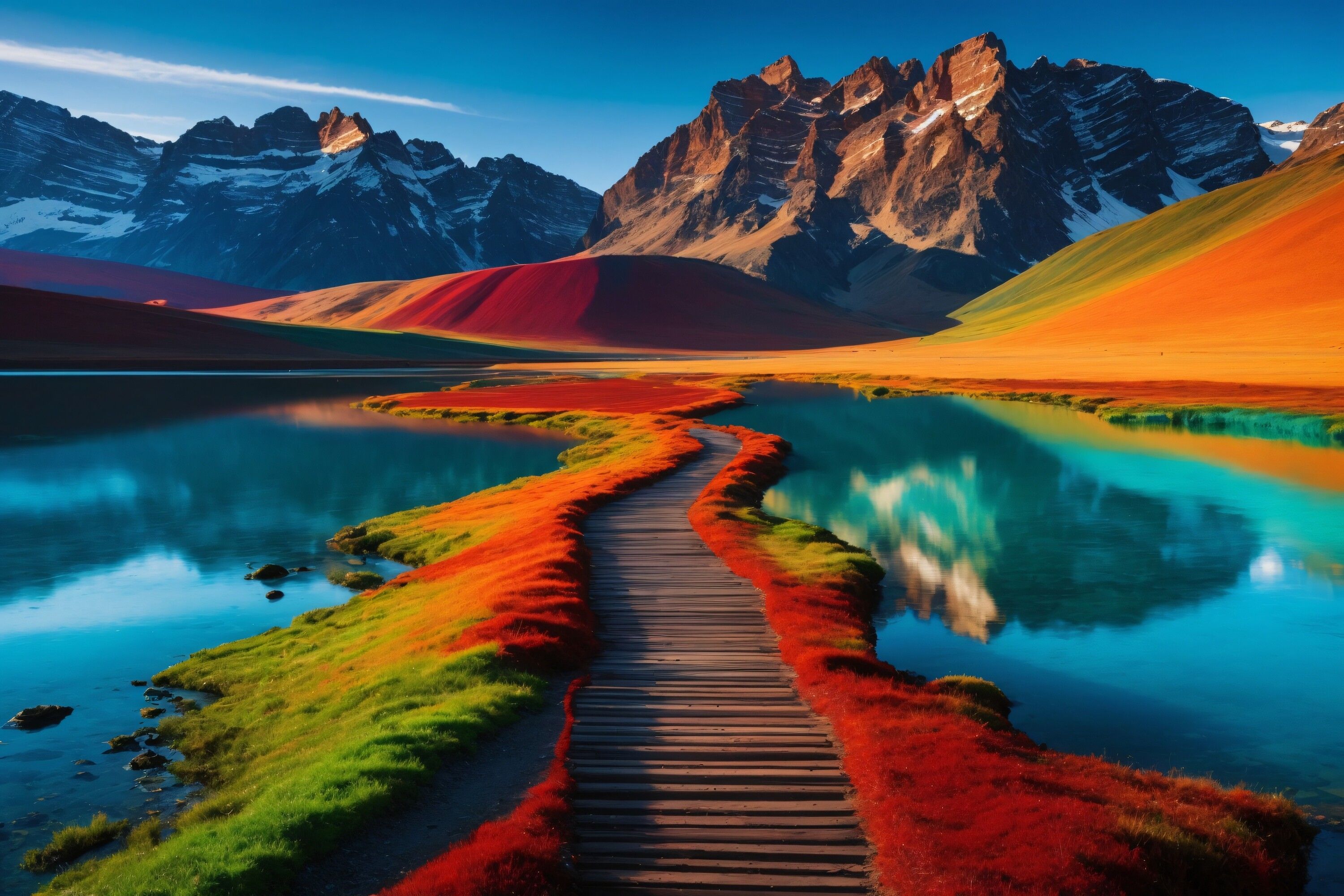 3000x2000 Vibrant Mountain Landscape Wallpaper Graphic by Forhadx5 · Creative Fabrica