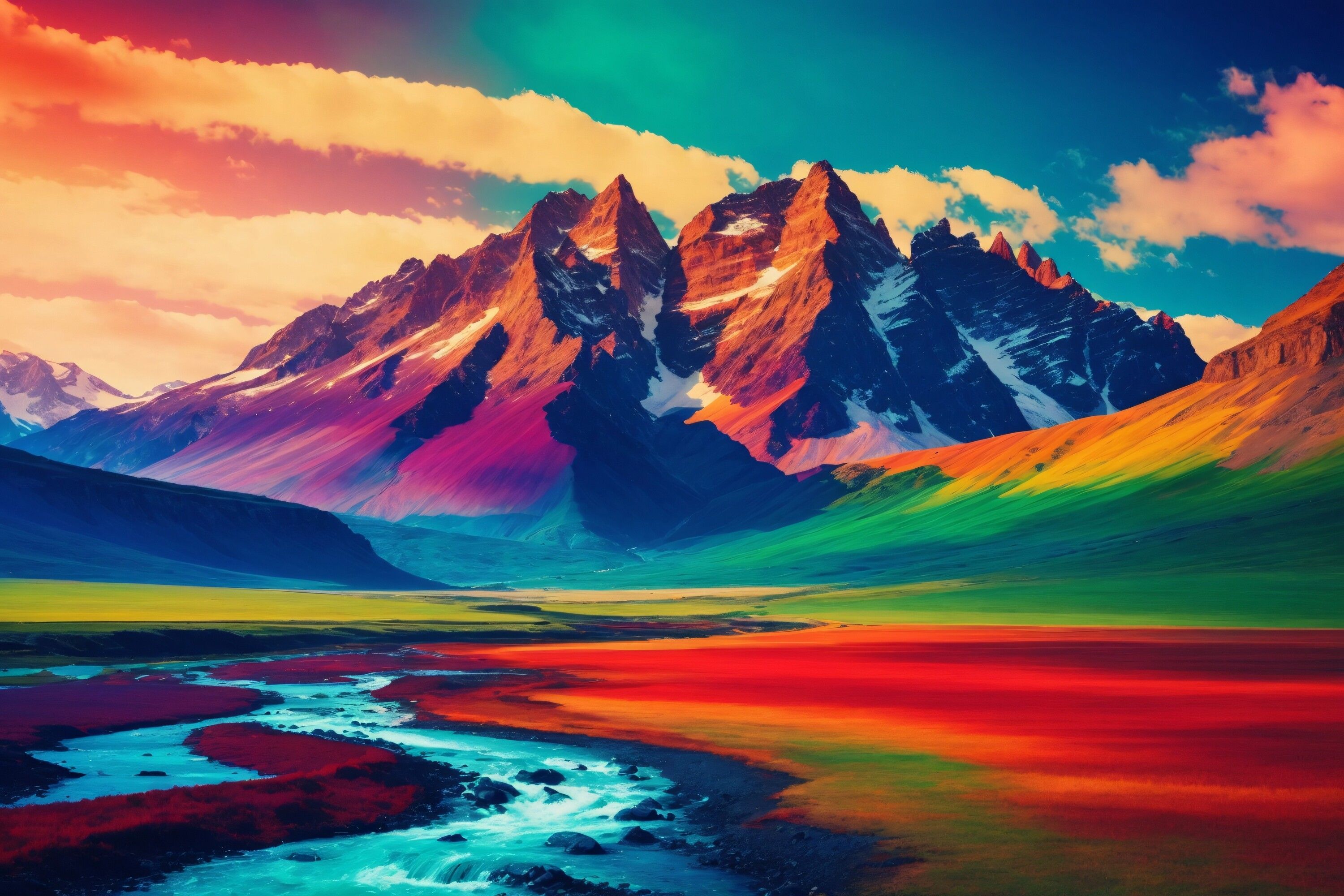 3000x2000 Vibrant Mountain Landscape Wallpaper Graphic by Forhadx5 · Creative Fabrica