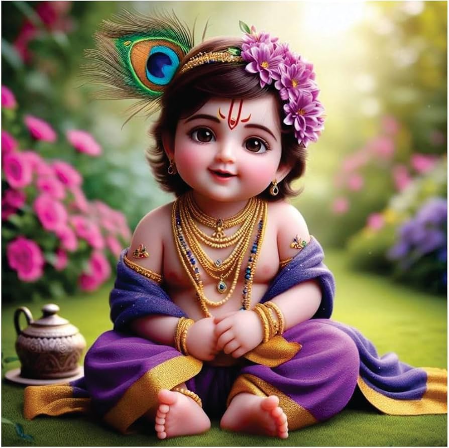 894x892 Akki Wold Purple Healthy Krishna Little Baby Krishna Wall Poster For Living Room, Kids Room, Office (Size X 46CM) : Amazon.in: Home & Kitchen