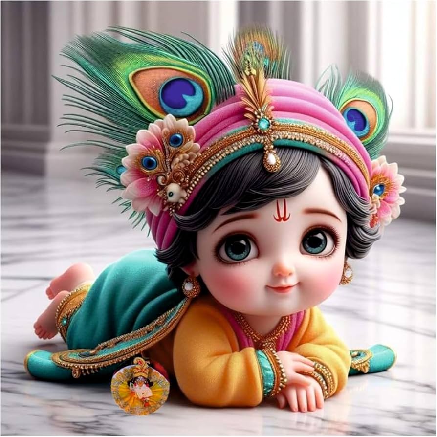 894x894 Decals Creation Lord Cute Baby Krishna Multi Wall Poster (K16_Poster 10) For Living Room, Kids Room, Office, Pooja Room (Size X 41CM)