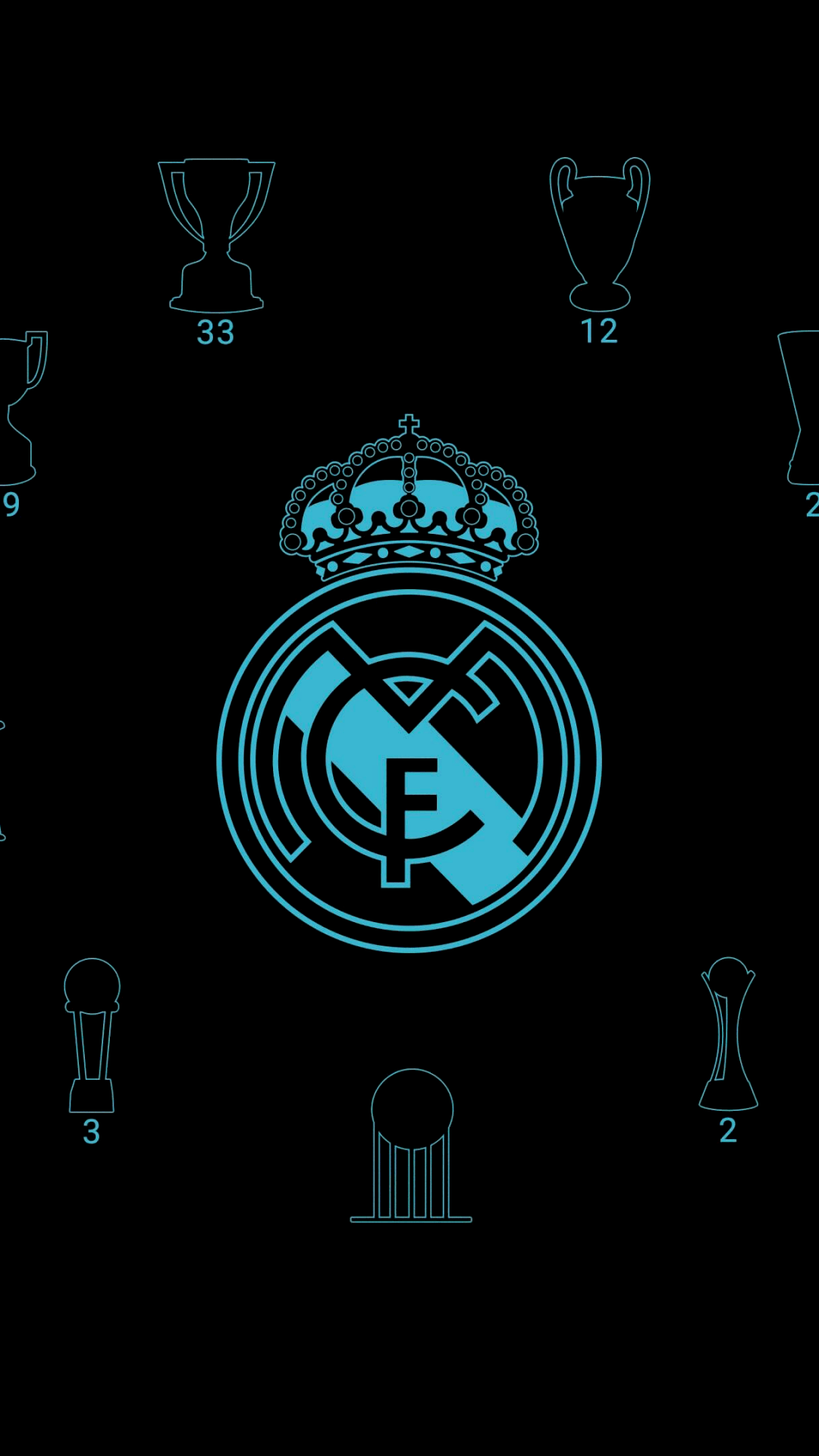 1080x1920 Real Madrid CF Wallpaper 4K, Black background, Minimalist