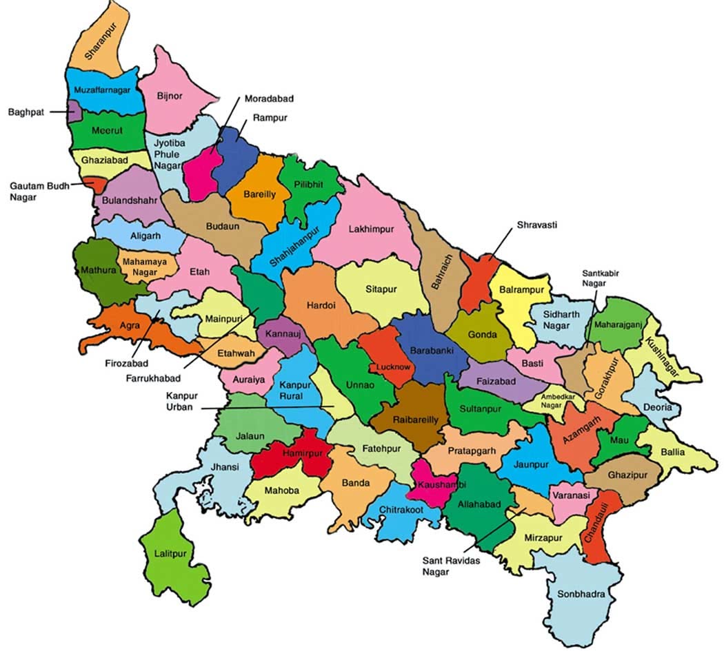 1050x945 Uttar Pradesh Map Full HD