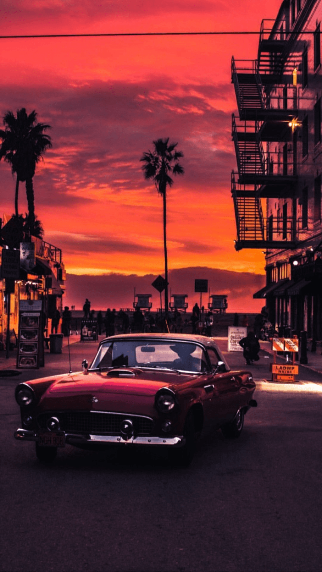 1024x1820 Retro Car Sunset Aesthetic Hình nền