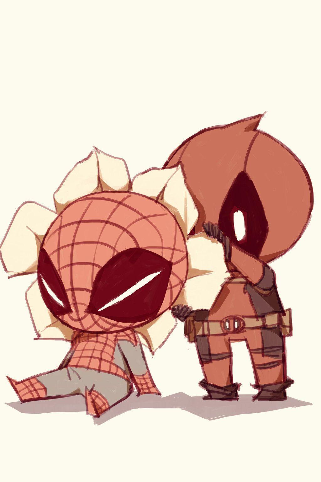1024x1536 Deadpool And Spiderman Chibi