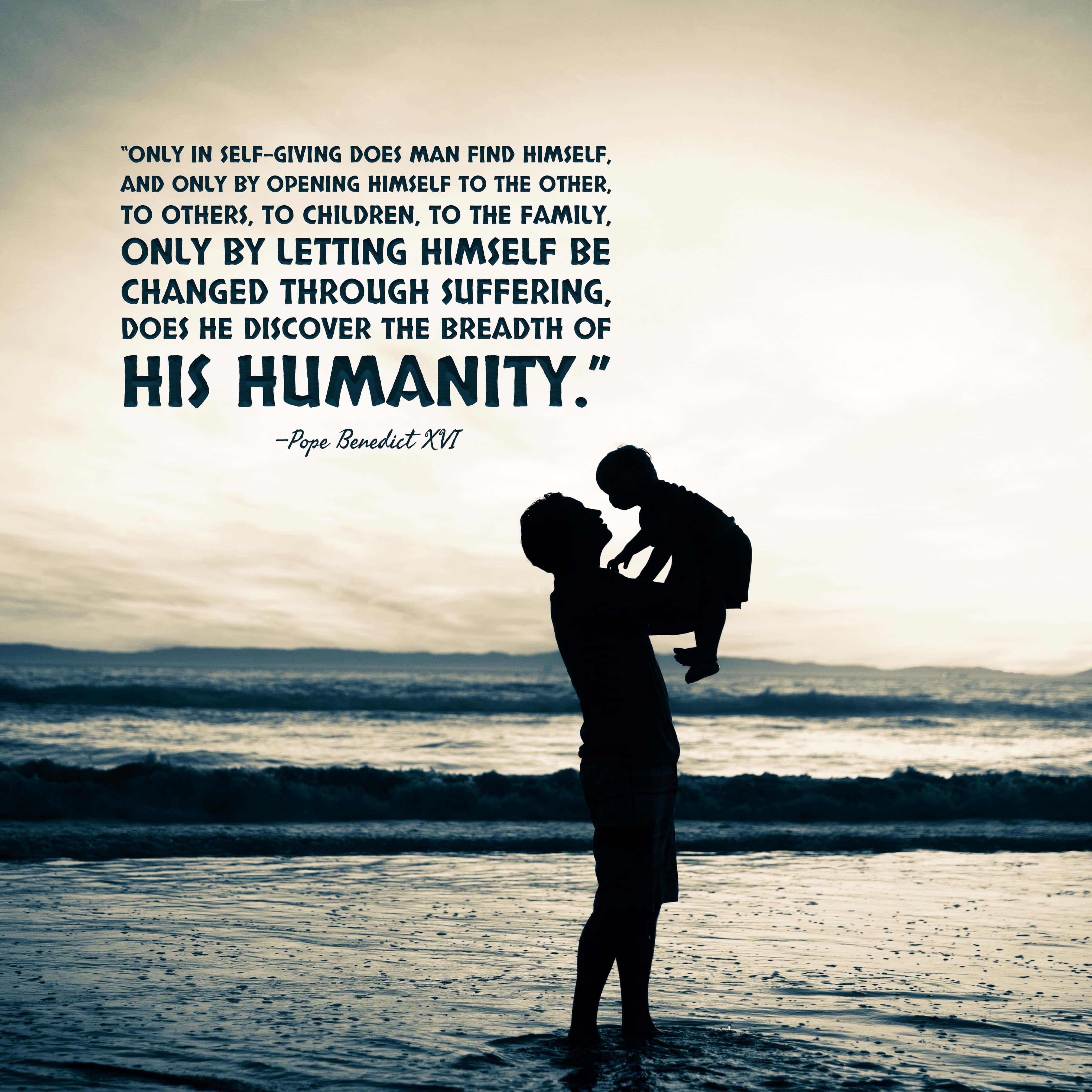4032x4032 Self Giving Father And Son At The Beach Quote Wallpaper • Kingdom Compass