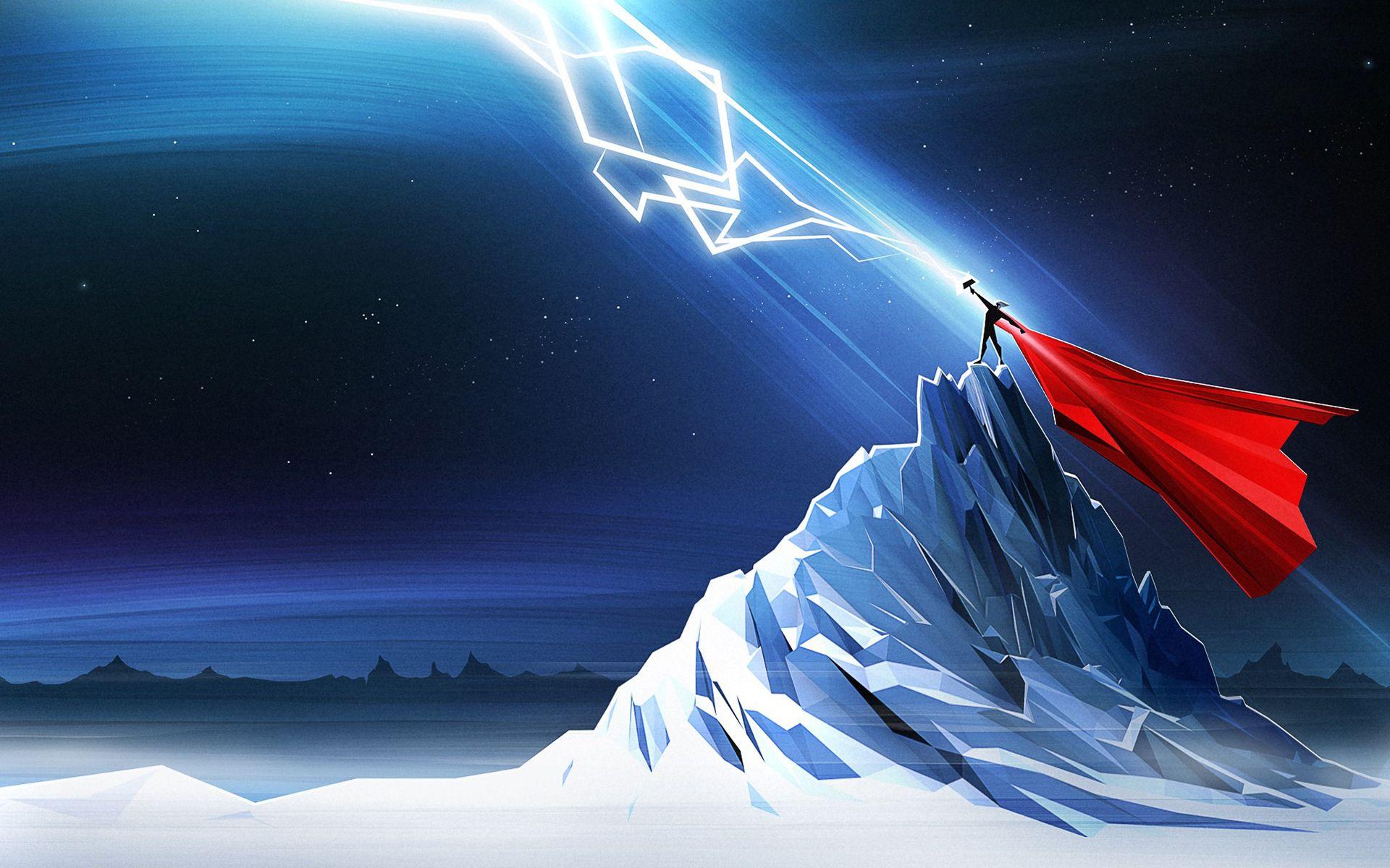 1920x1200 Thor, Lightning, Marvel Comics, Minimalism Wallpaper HD / Desktop and Mobile Background