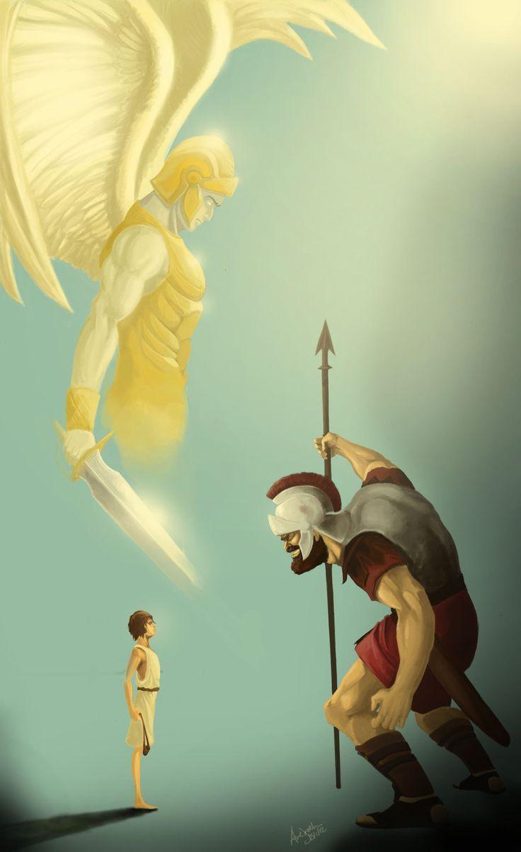 736x1204 david and goliath picture with angel picture, Christian picture, Christian art