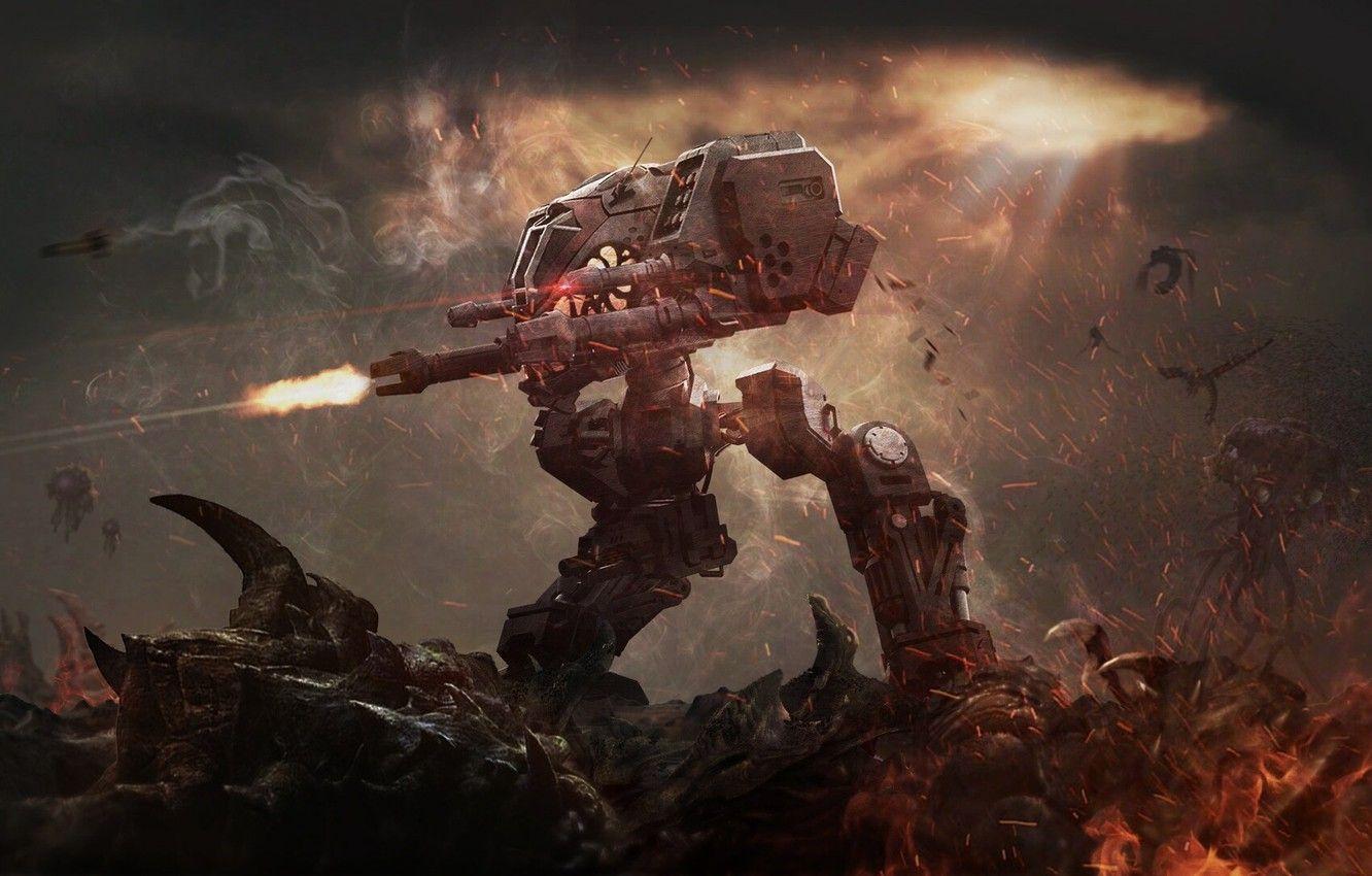 1332x850 Wallpaper Fire, Blizzard, Terran, Starcraft, Zerg, Goliath, Goliath, Game Art, Terran, Transport, Nak Ma, by Nak Ma, Unit, Starcraft Goliath image for desktop, section игры