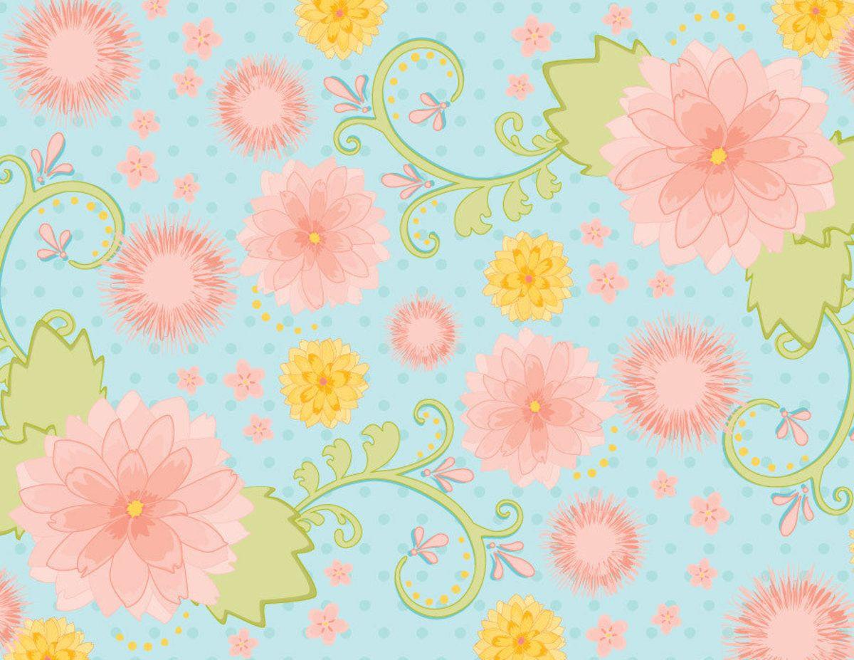 1200x927 Pastel Garden, Pastel Pink, Yellow & Green Wallpaper & Kabuki. Murals Your Way