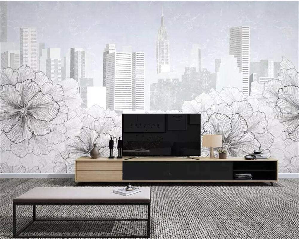 1000x800 3D Wallpaper Modern Black And White City Line Drawing Floral City Architecture Tv Background Wall Wallpaper Aaalhy 120cmx100cm, Wallpaper