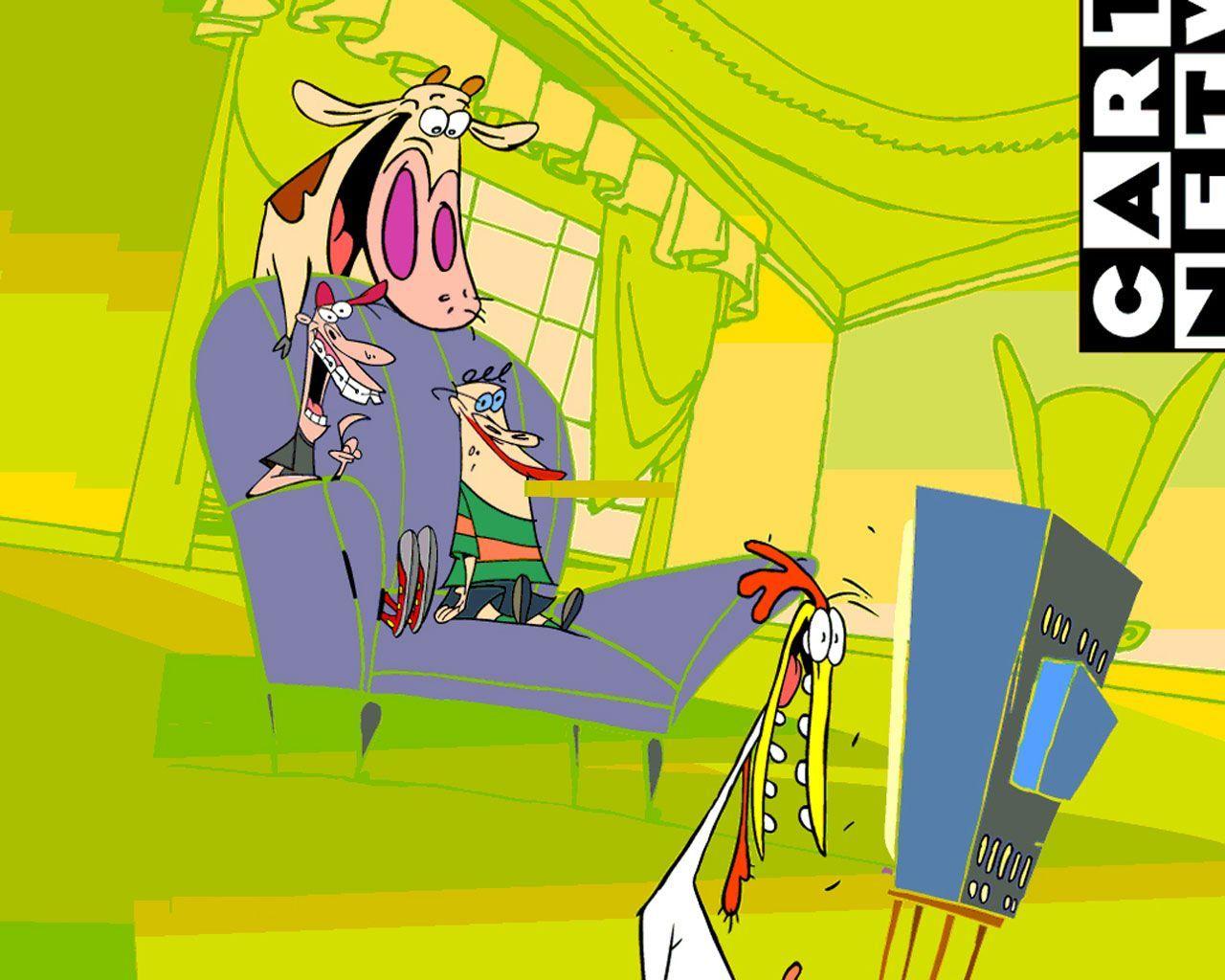 1280x1024 Cow And Chicken