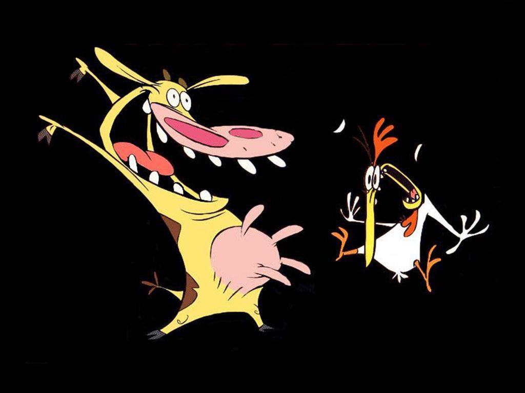 1024x768 Janelle Mcintosh: cow and chicken wallpaper